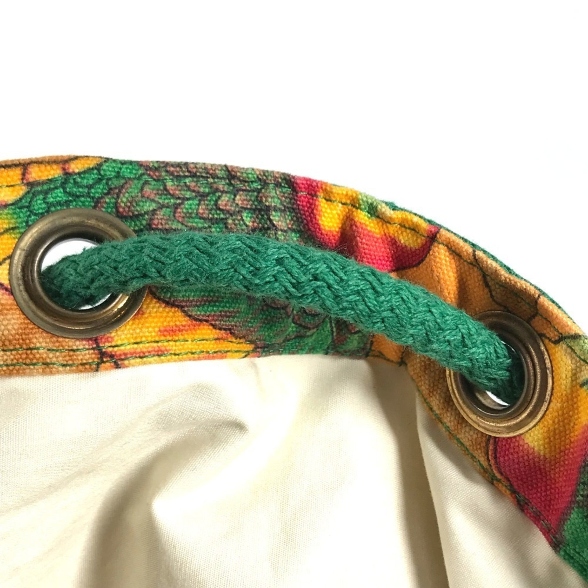 Hermes Green Yellow Cotton Shoulder Bag (Pre-Owned)