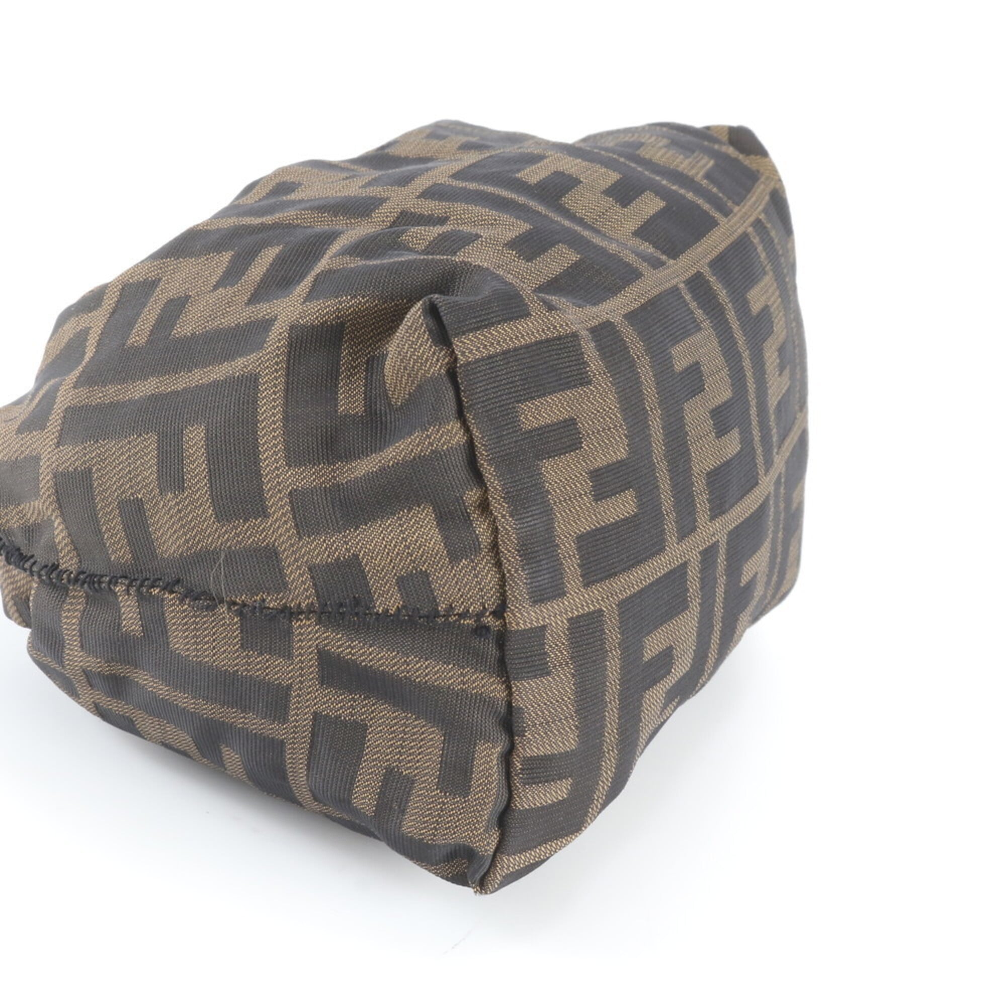 Fendi Brown Leather Canvas Handbag Pouch (Pre-Owned)