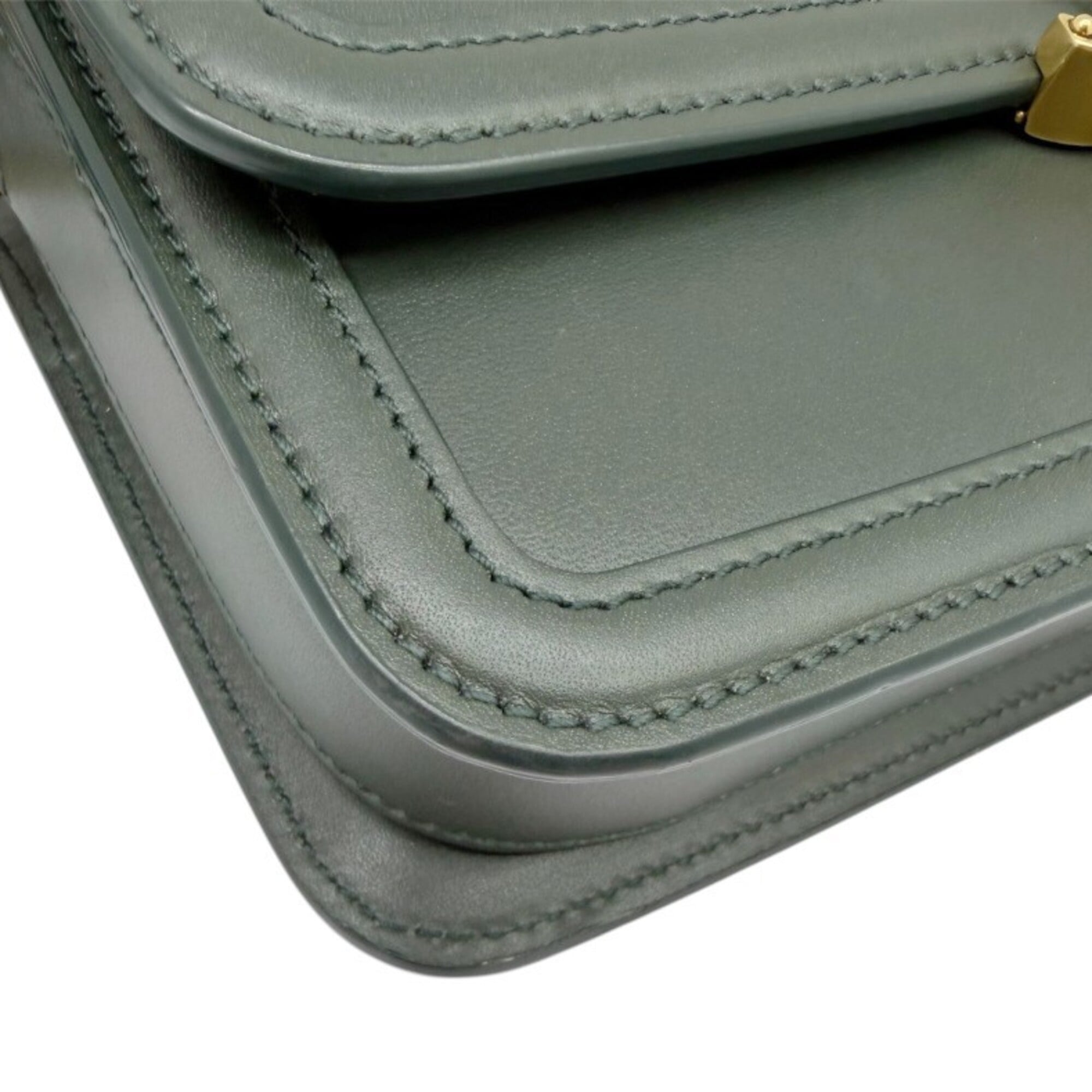 Yves Saint Laurent Dark Green Leather Shoulder Bag (Pre-Owned)