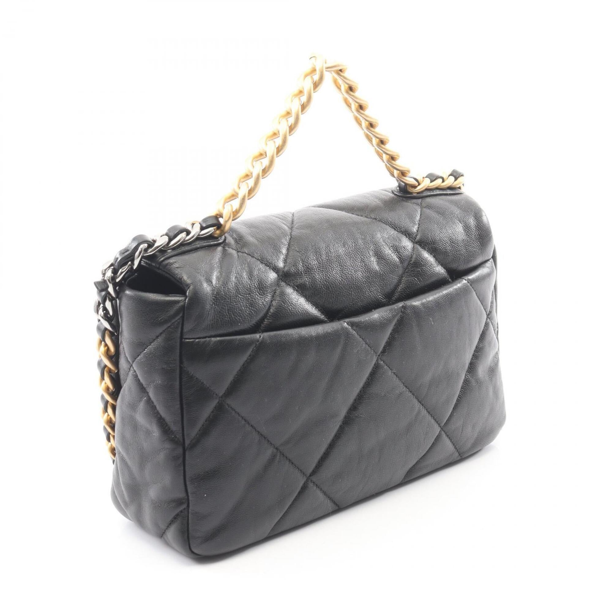Chanel Black Leather Handbag Shoulder Bag (Pre-Owned)