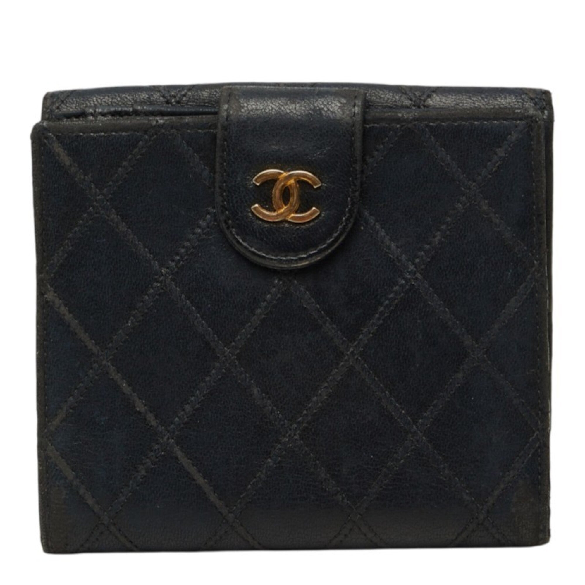 Chanel Black Leather Wallet (Bi-Fold) (Pre-Owned)