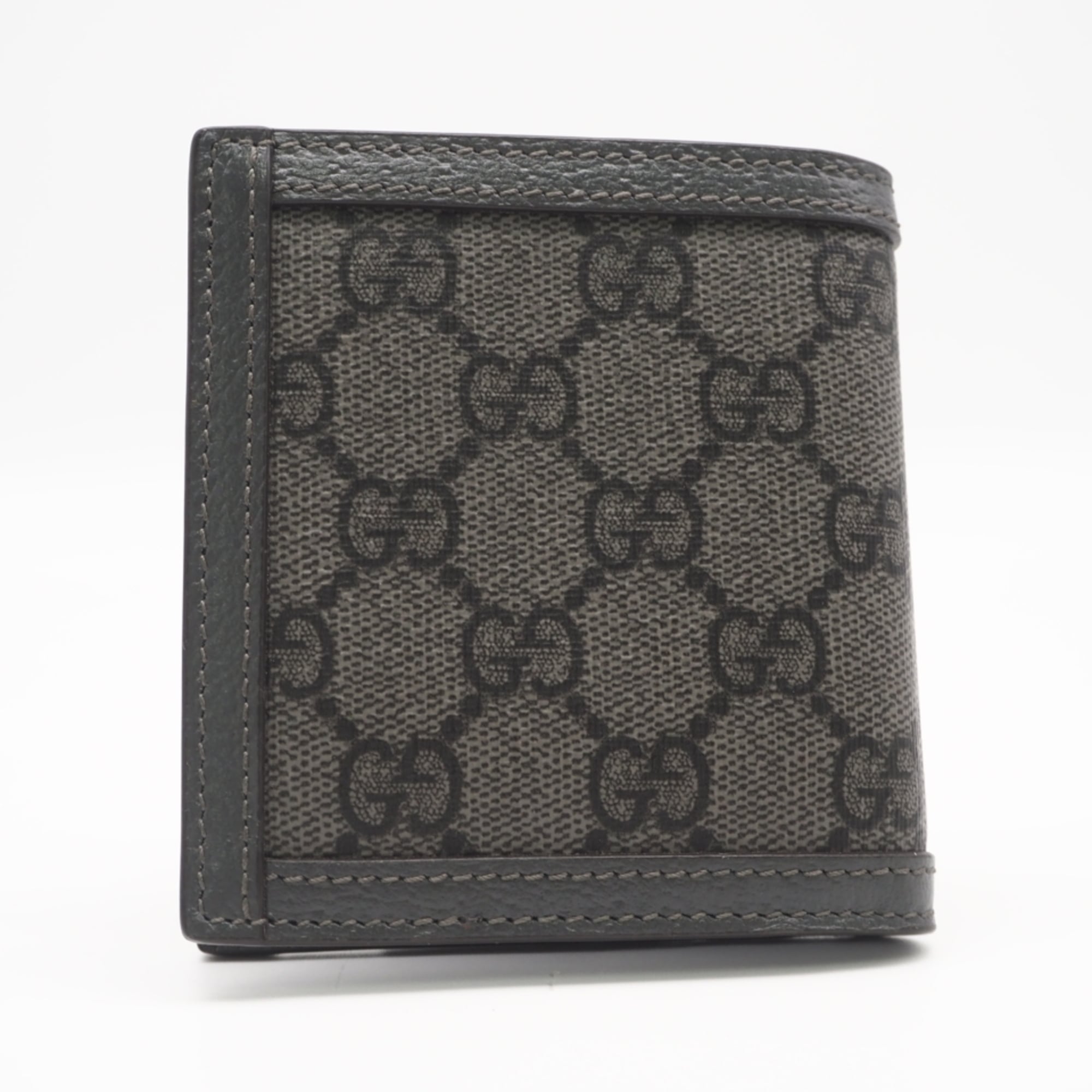 Gucci Gg Supreme Gray Coated Canvas Leather Wallet (Bi-Fold) (Pre-Owned)