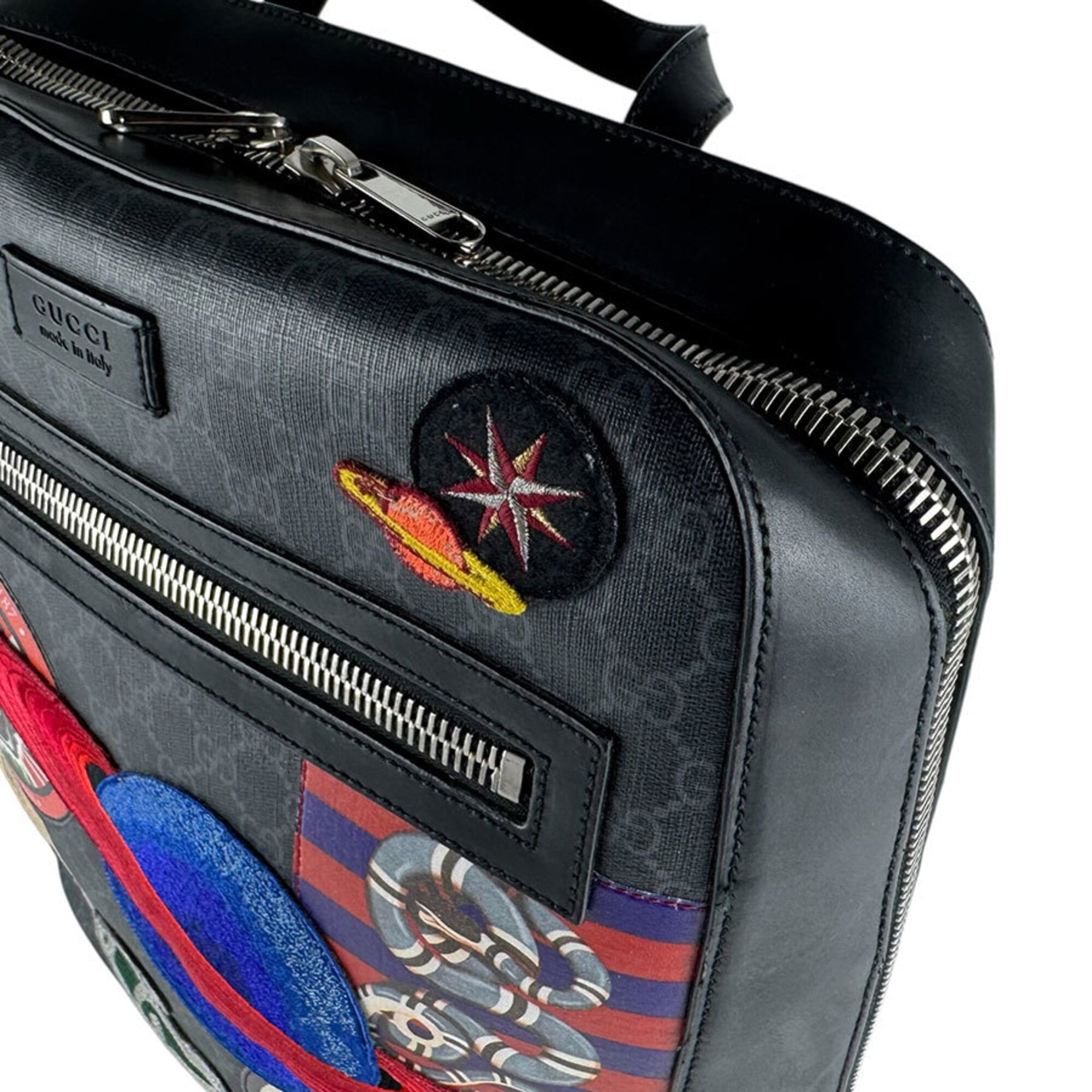 Gucci Black Gray Multi-Color Gg Supreme Backpack (Pre-Owned)