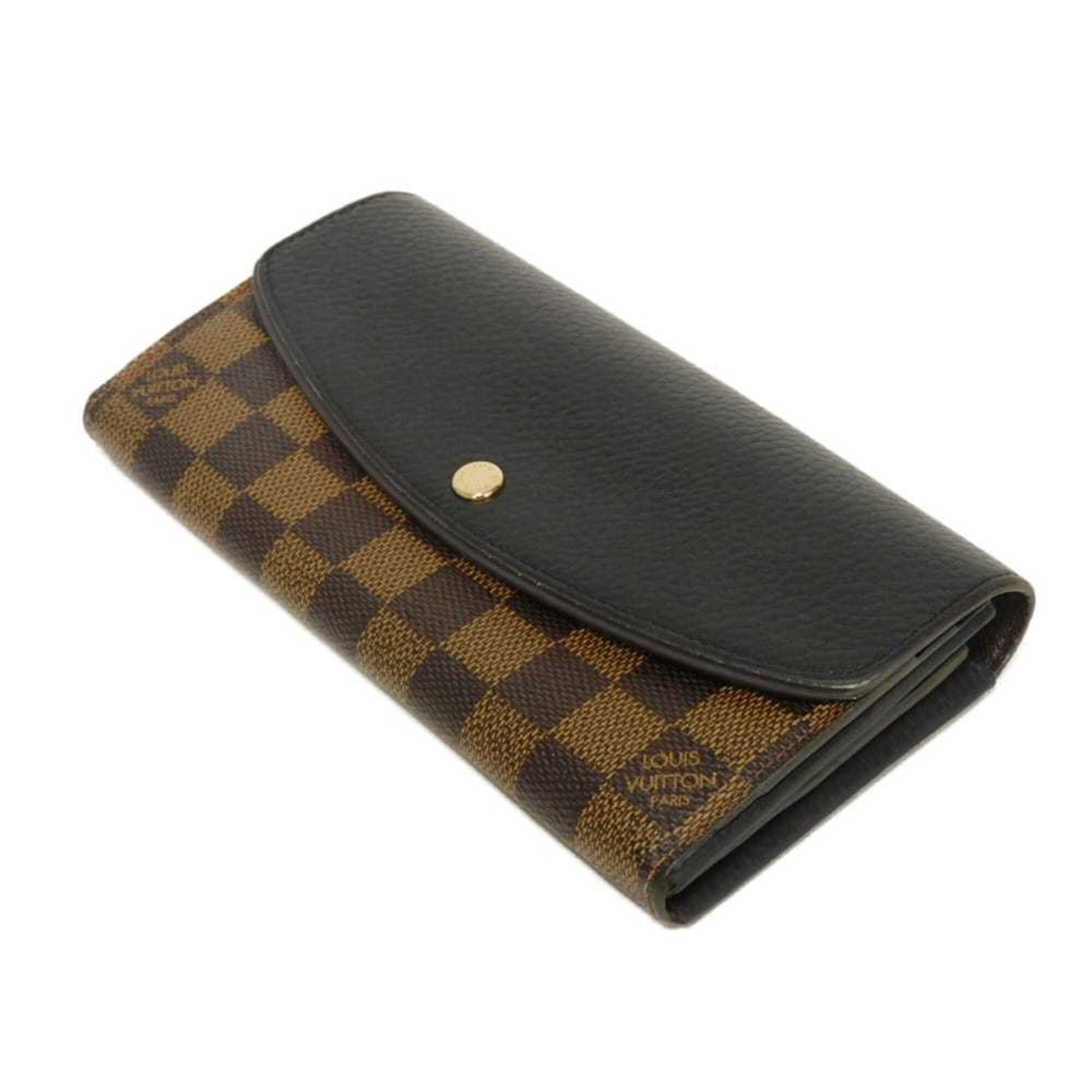 Louis Vuitton Black Brown Damier Canvas Noir Damier Canvas Leather Long Wallet (Bi-Fold) (Pre-Owned)