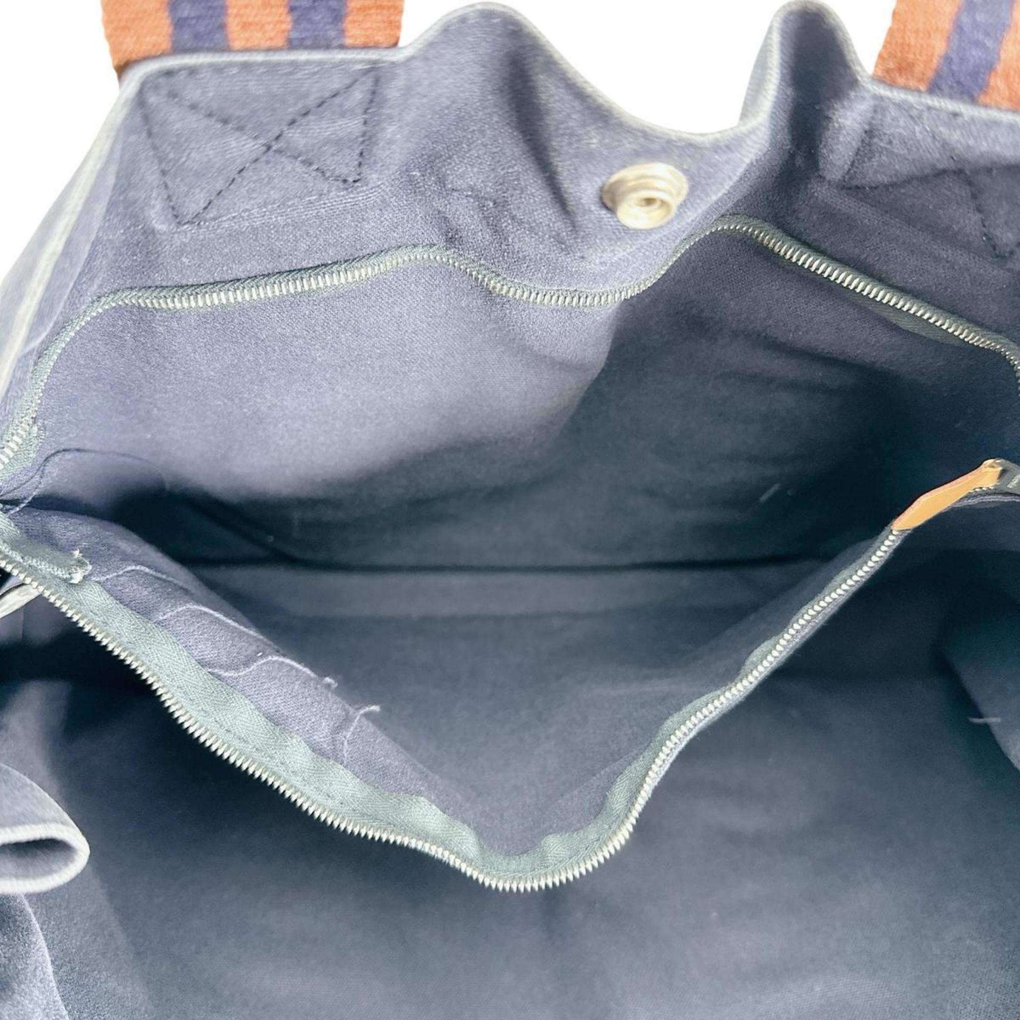 Hermes Navy Cotton Handbag Tote Bag (Pre-Owned)