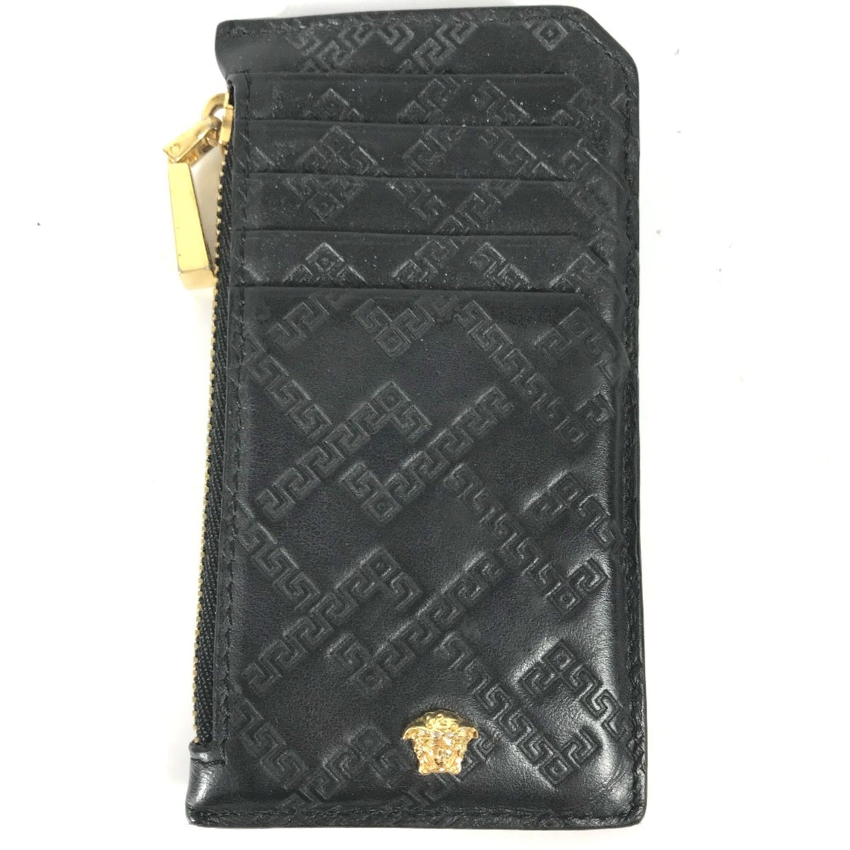 Versace Black Leather Coin Purse/Coin Case (Pre-Owned)