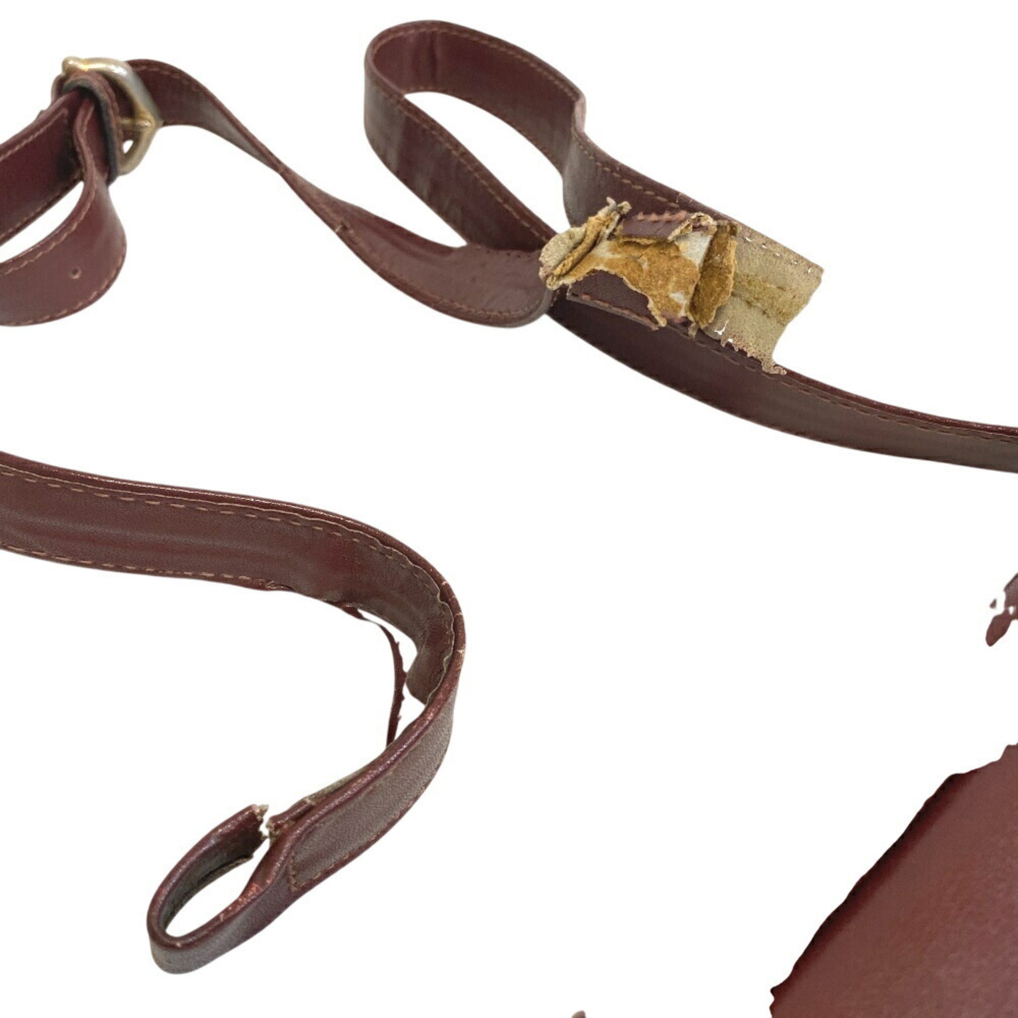 Cartier Bordeaux Red Color Leather Shoulder Bag (Pre-Owned)