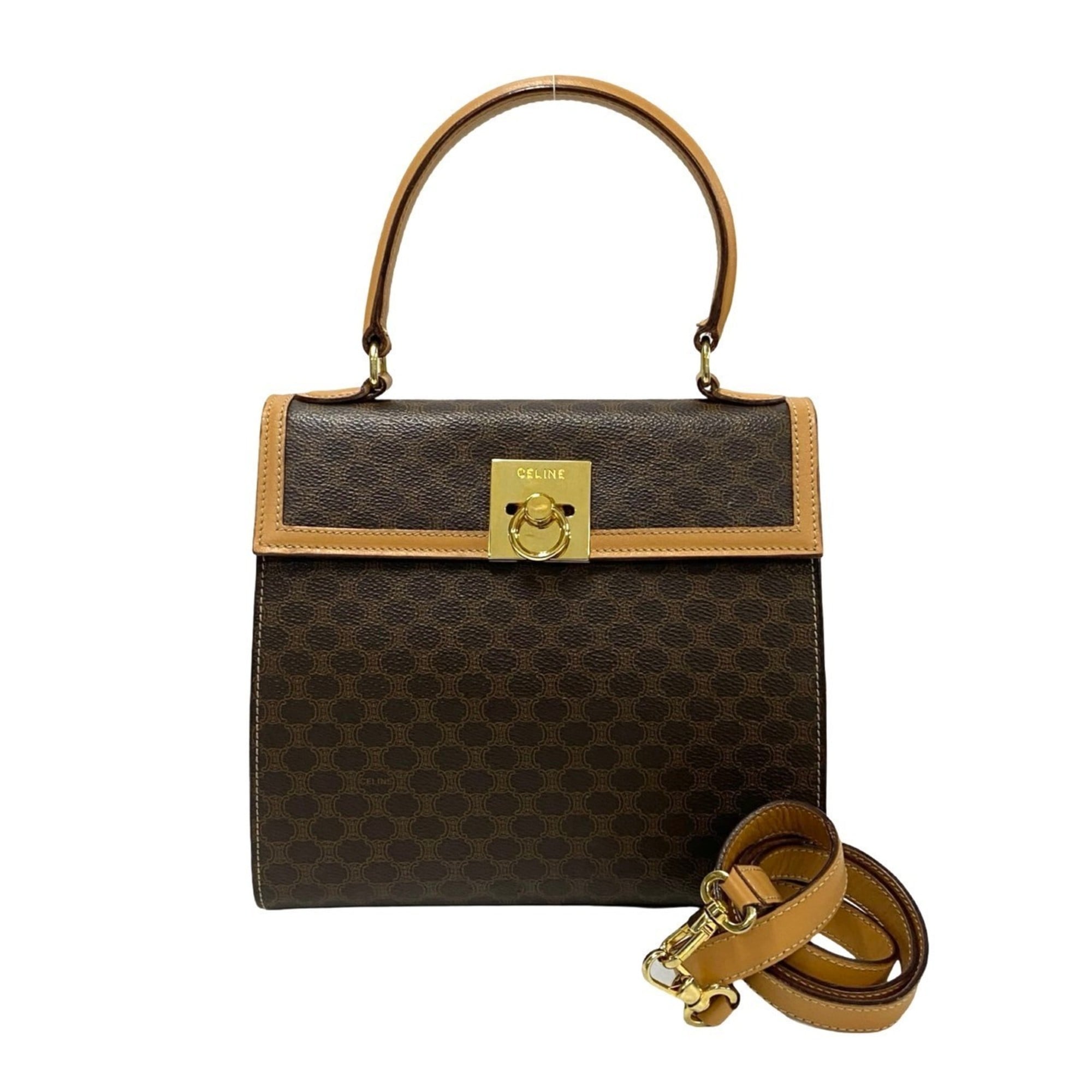 Celine Brown Leather Pvc Handbag Shoulder Bag (Pre-Owned)