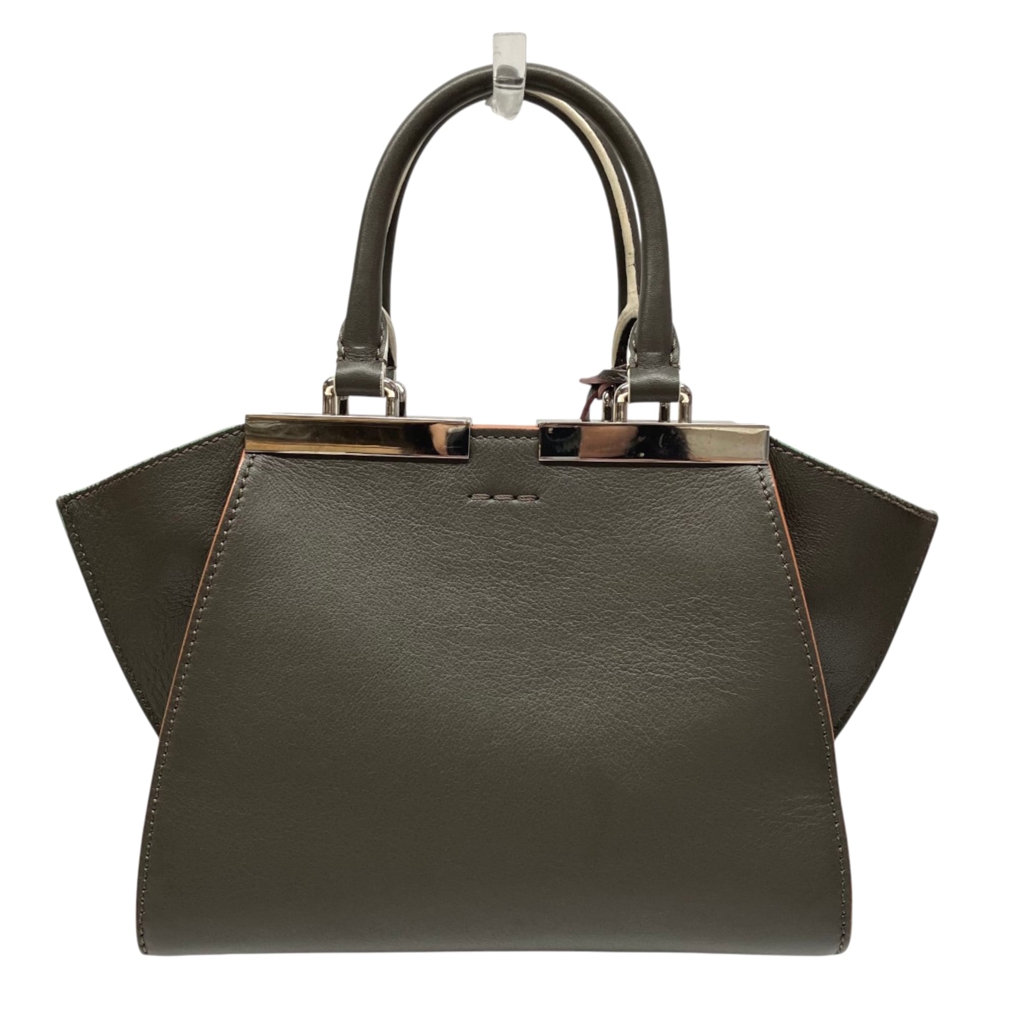 Fendi Gray Green Orange Leather Handbag (Pre-Owned)