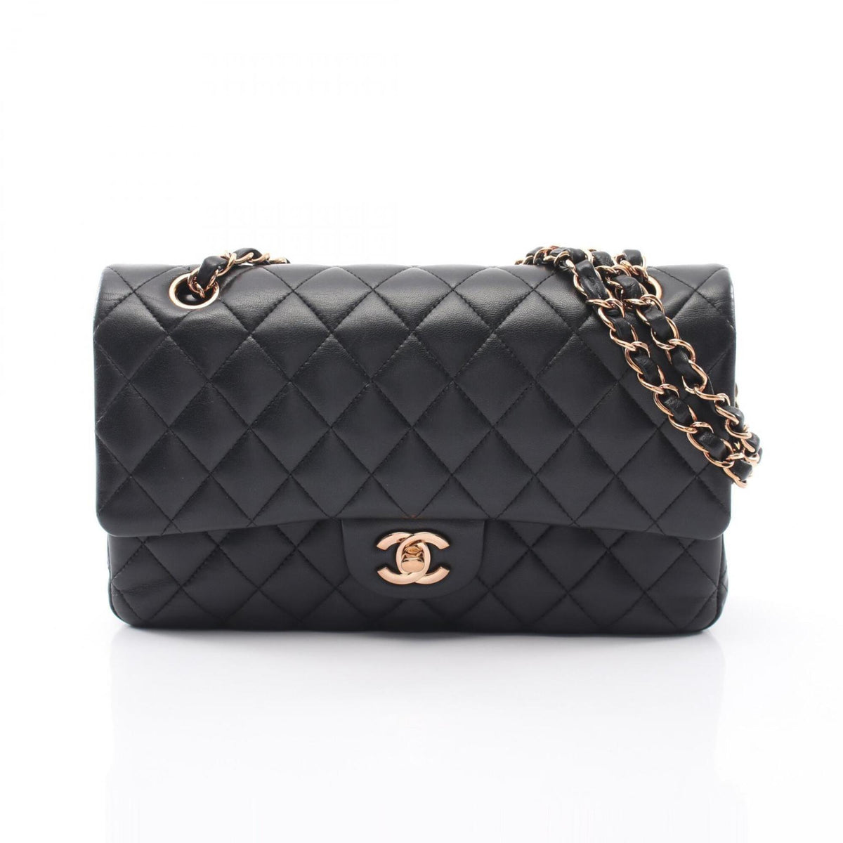 Chanel Black Leather Handbag Shoulder Bag (Pre-Owned)