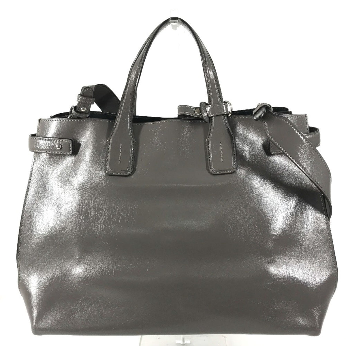 Burberry Gray Leather Handbag Shoulder Bag Tote Bag (Pre-Owned)