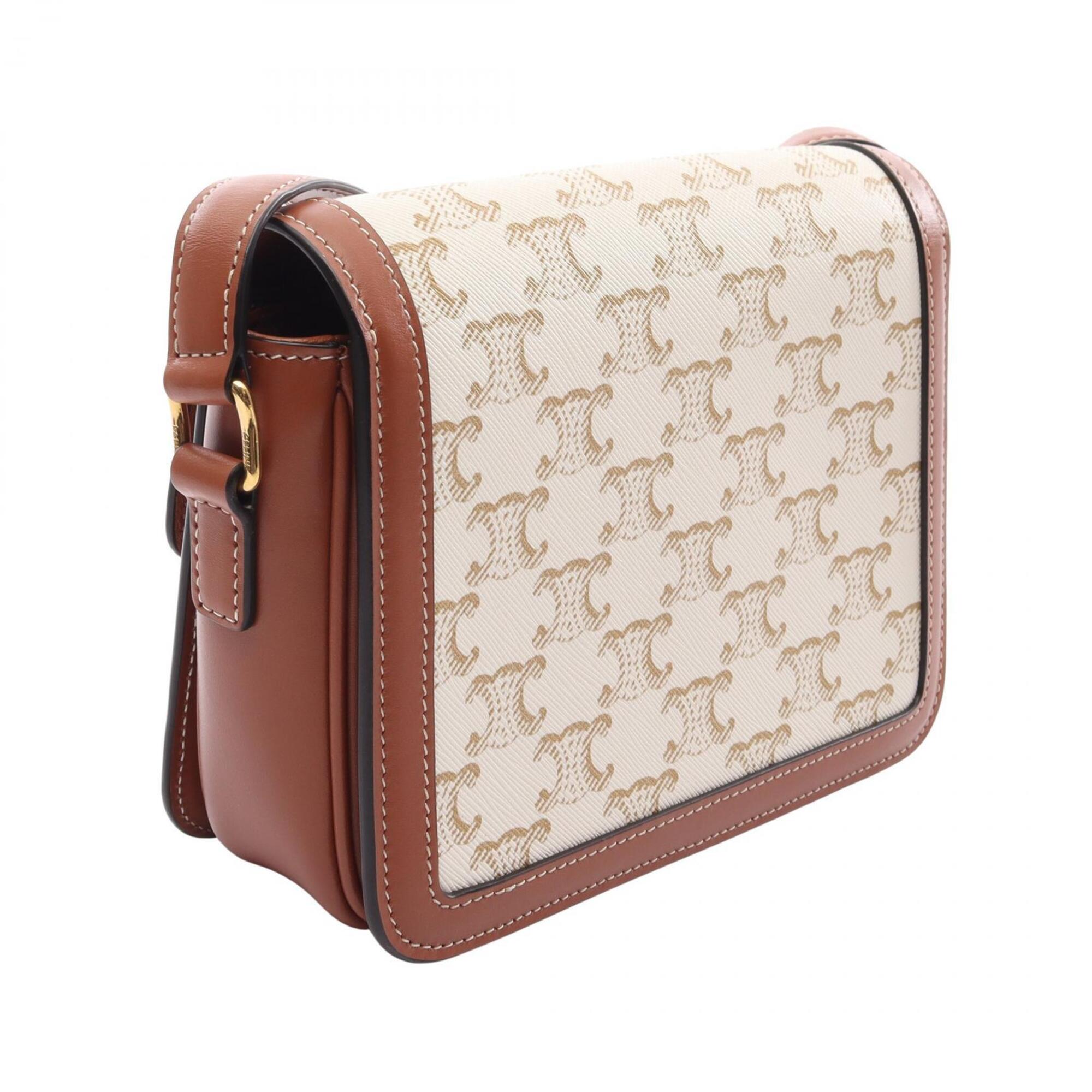 Celine Beige Brown White Coated Canvas Pvc Leather Handbag Shoulder Bag (Pre-Owned)
