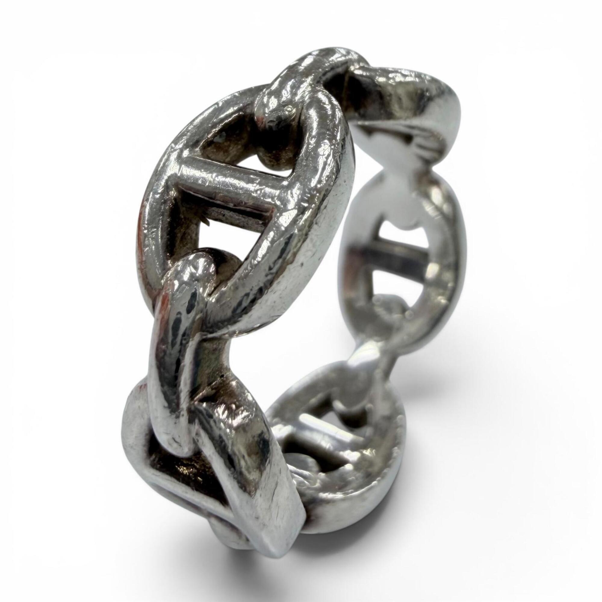 Hermes Silver Silver 925 Band Ring (Pre-Owned)