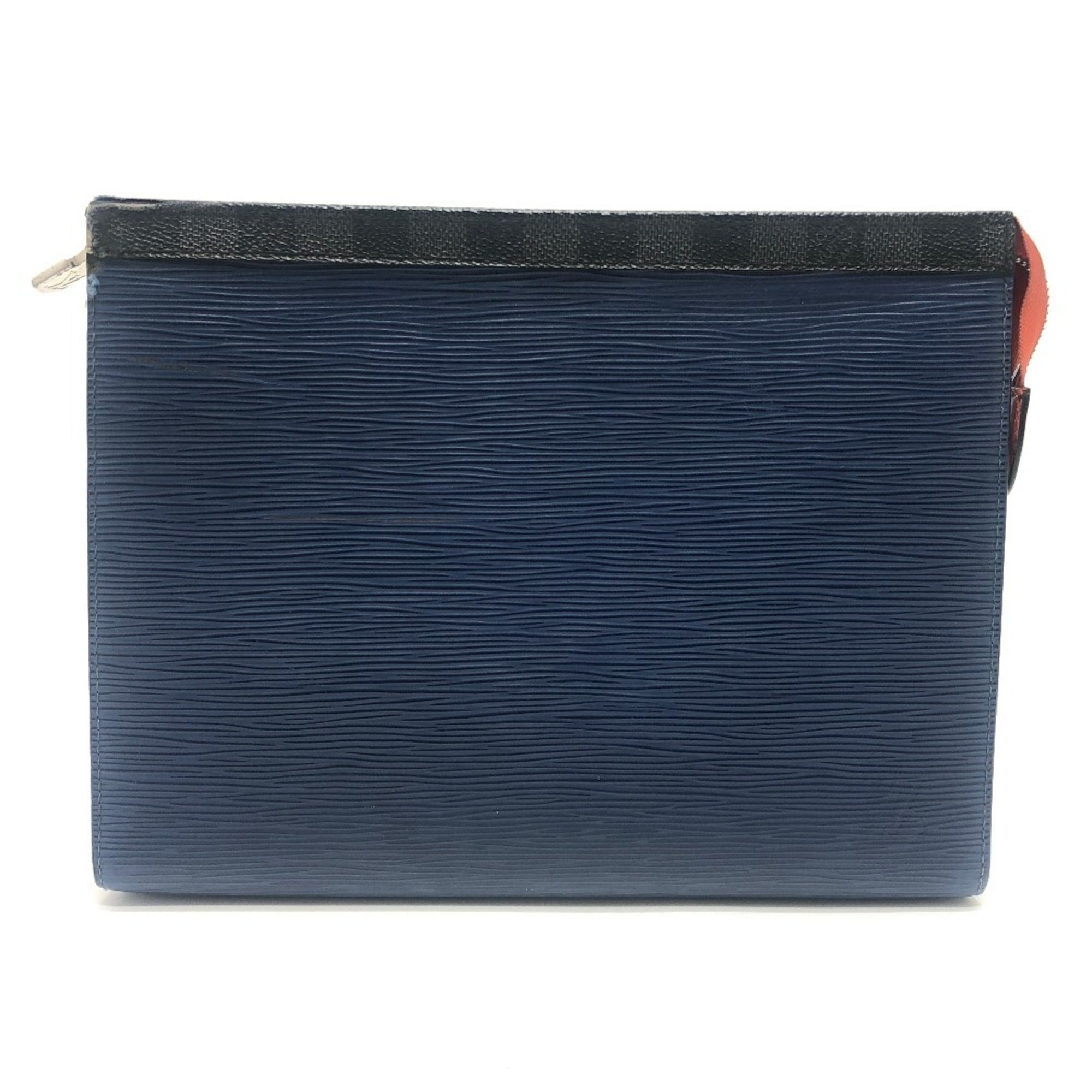 Louis Vuitton Blue Damier Graphite Canvas Epi Leather Clutch Bag (Pre-Owned)