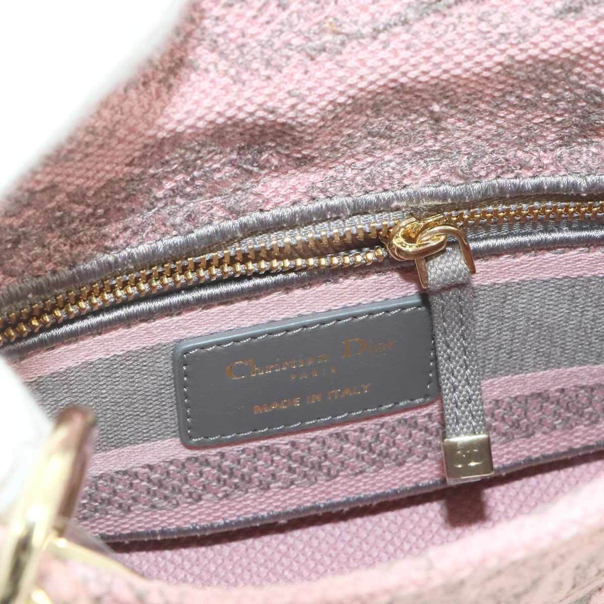 Christian Dior Gray Pink Canvas Handbag (Pre-Owned)