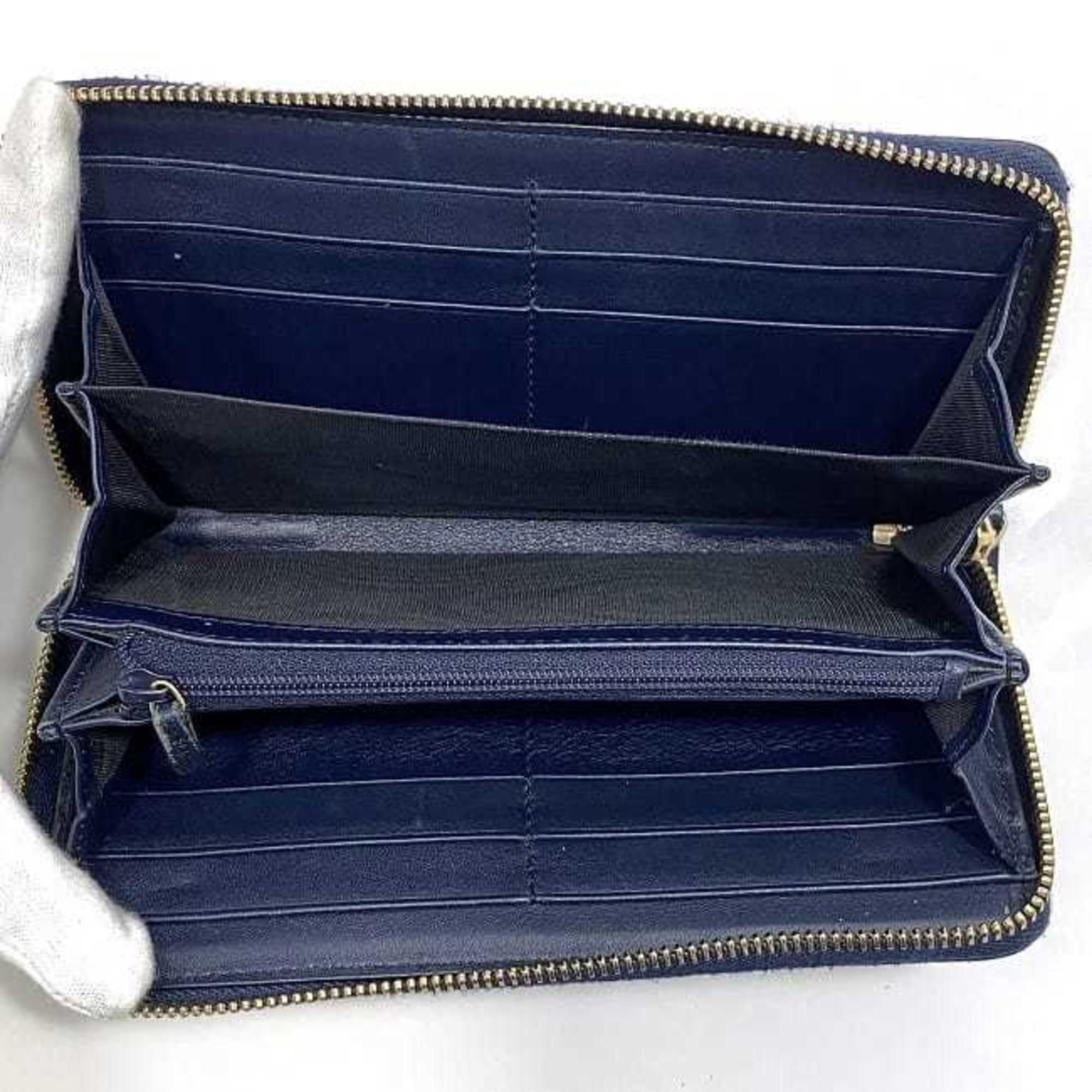 Gucci Navy Leather Long Wallet (Bi-Fold) (Pre-Owned)