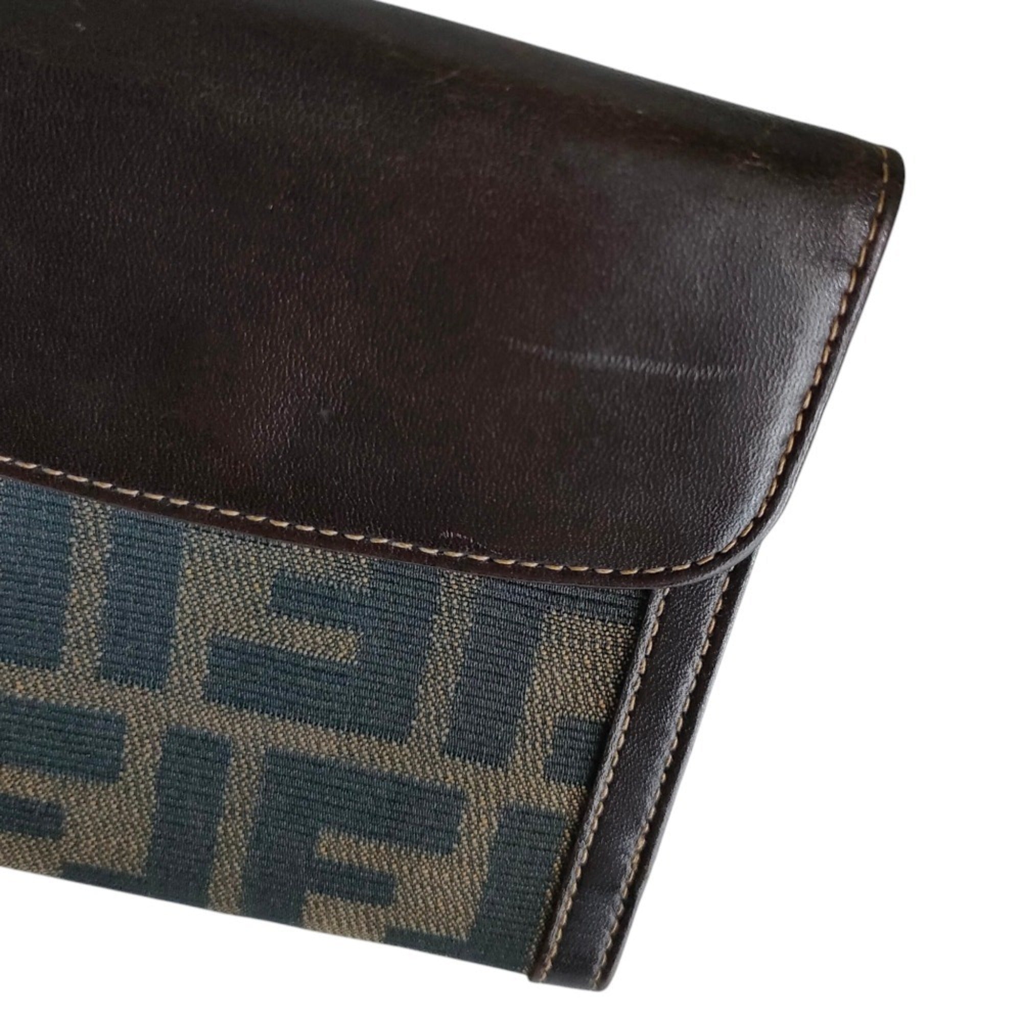 Fendi Zucca Brown Canvas Leather Wallet (Bi-Fold) (Pre-Owned)