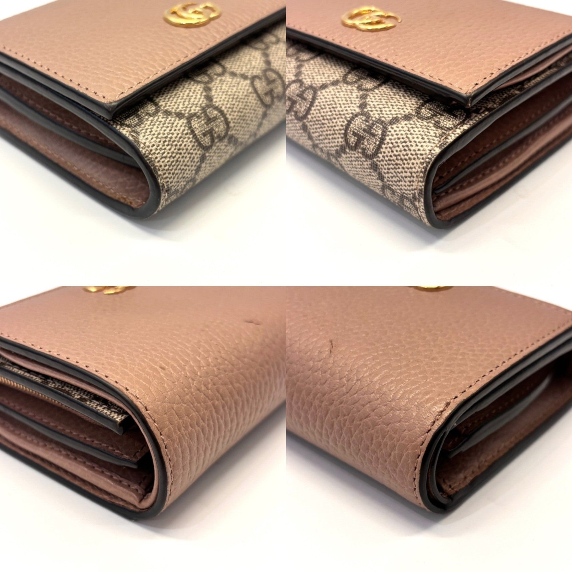 Gucci Pink Beige Gg Supreme Leather Wallet (Bi-Fold) (Pre-Owned)
