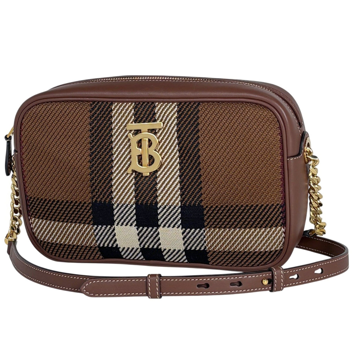 Burberry Brown Fabric Leather Shoulder Bag (Pre-Owned)