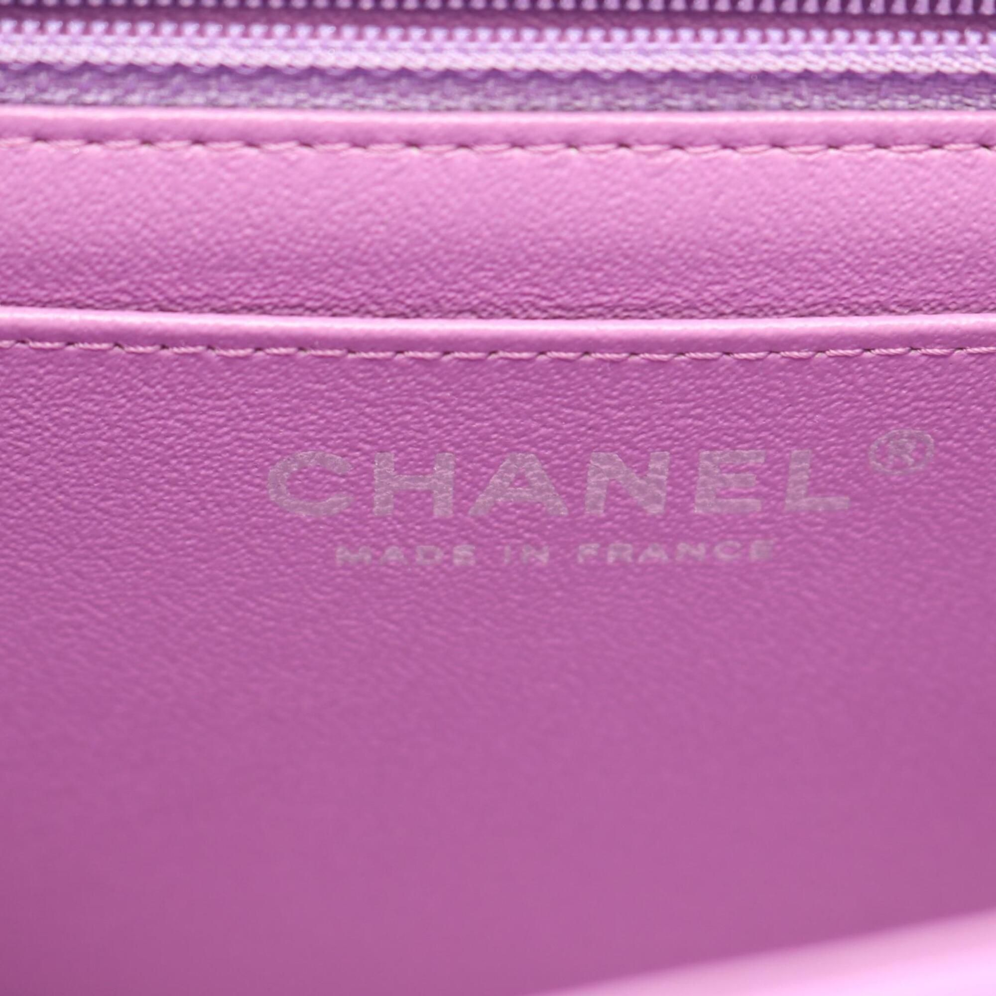 Chanel Purple Leather Handbag Shoulder Bag (Pre-Owned)
