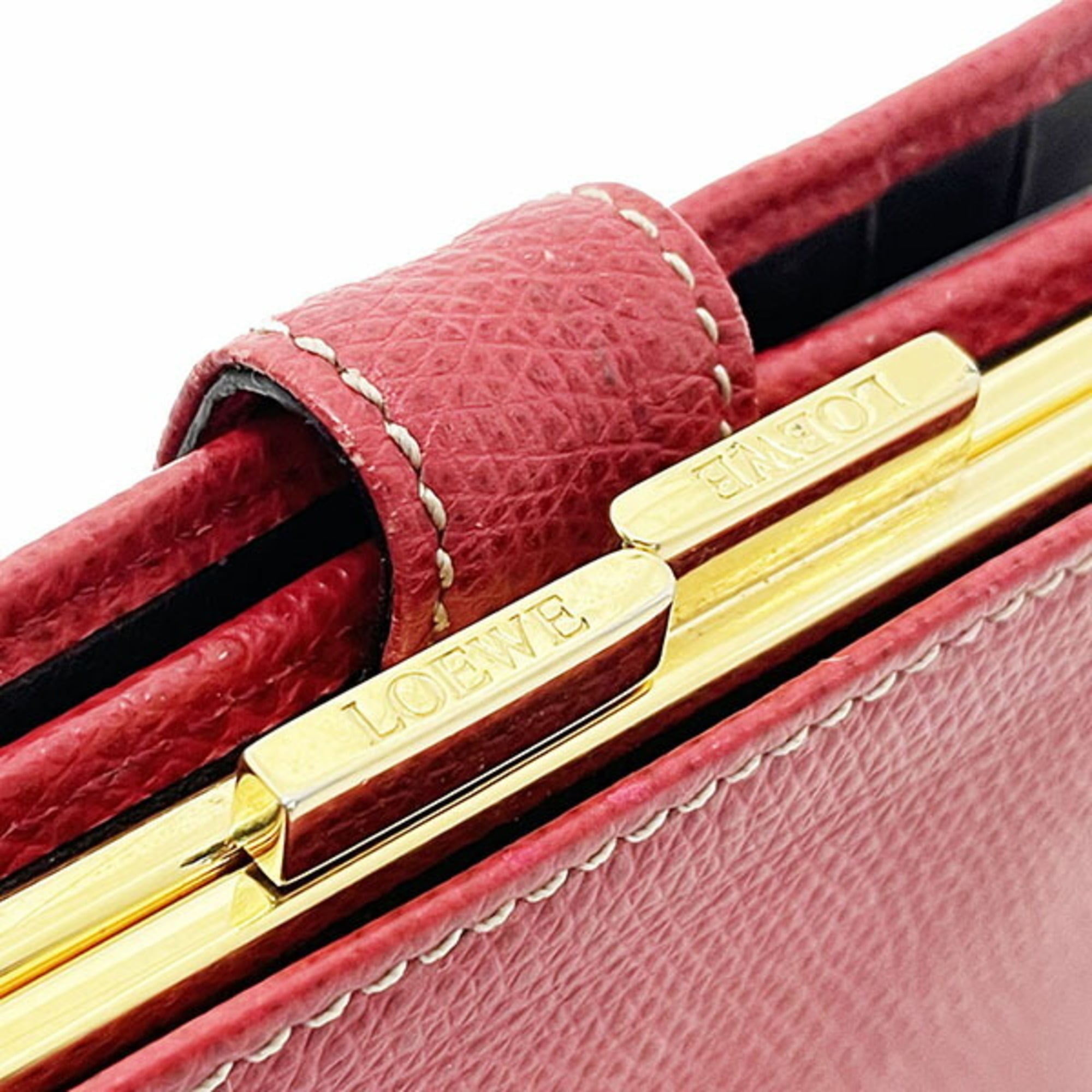 Loewe Dark Brown Red Color Leather Wallet (Bi-Fold) (Pre-Owned)