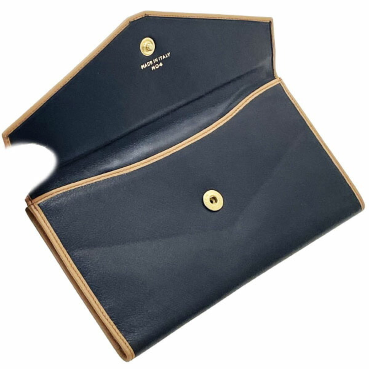 Celine Brown Navy Leather Long Wallet (Bi-Fold) (Pre-Owned)