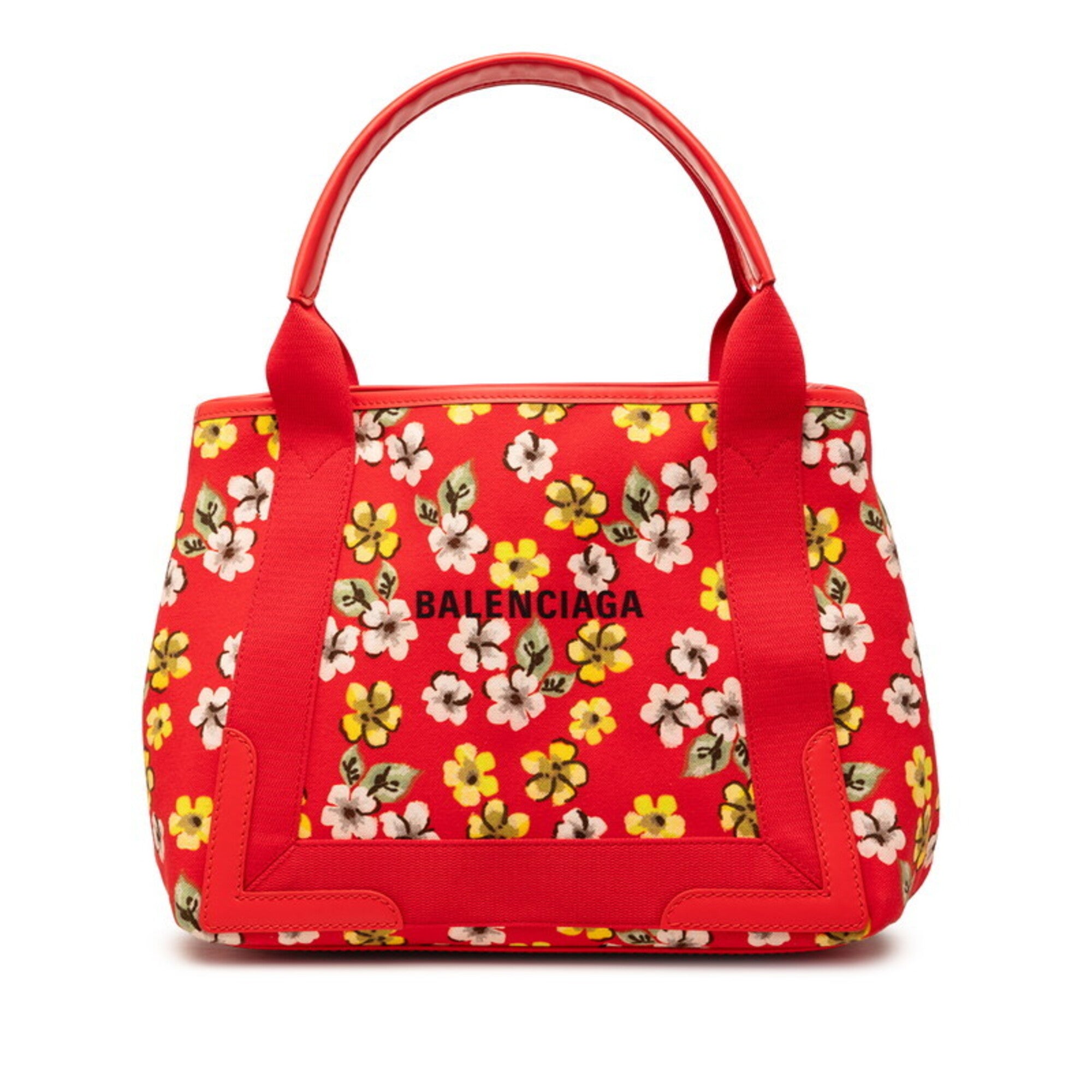 Balenciaga Red Color Canvas Leather Handbag Pouch Tote Bag (Pre-Owned)