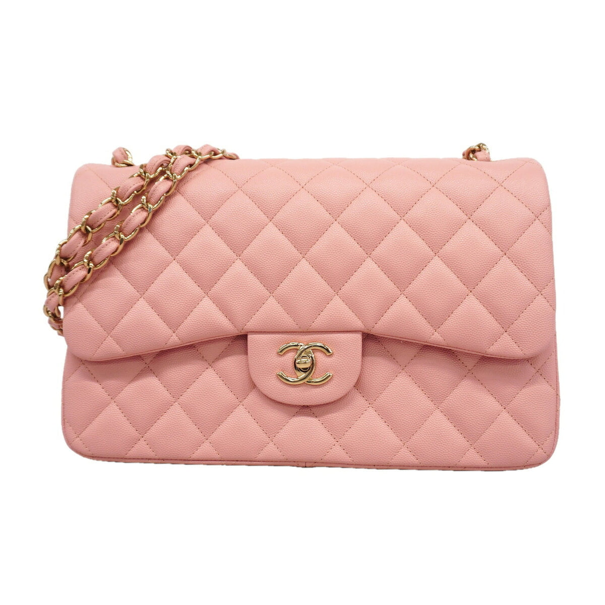 Chanel Pink Grained Calfskin Shoulder Bag (Pre-Owned)
