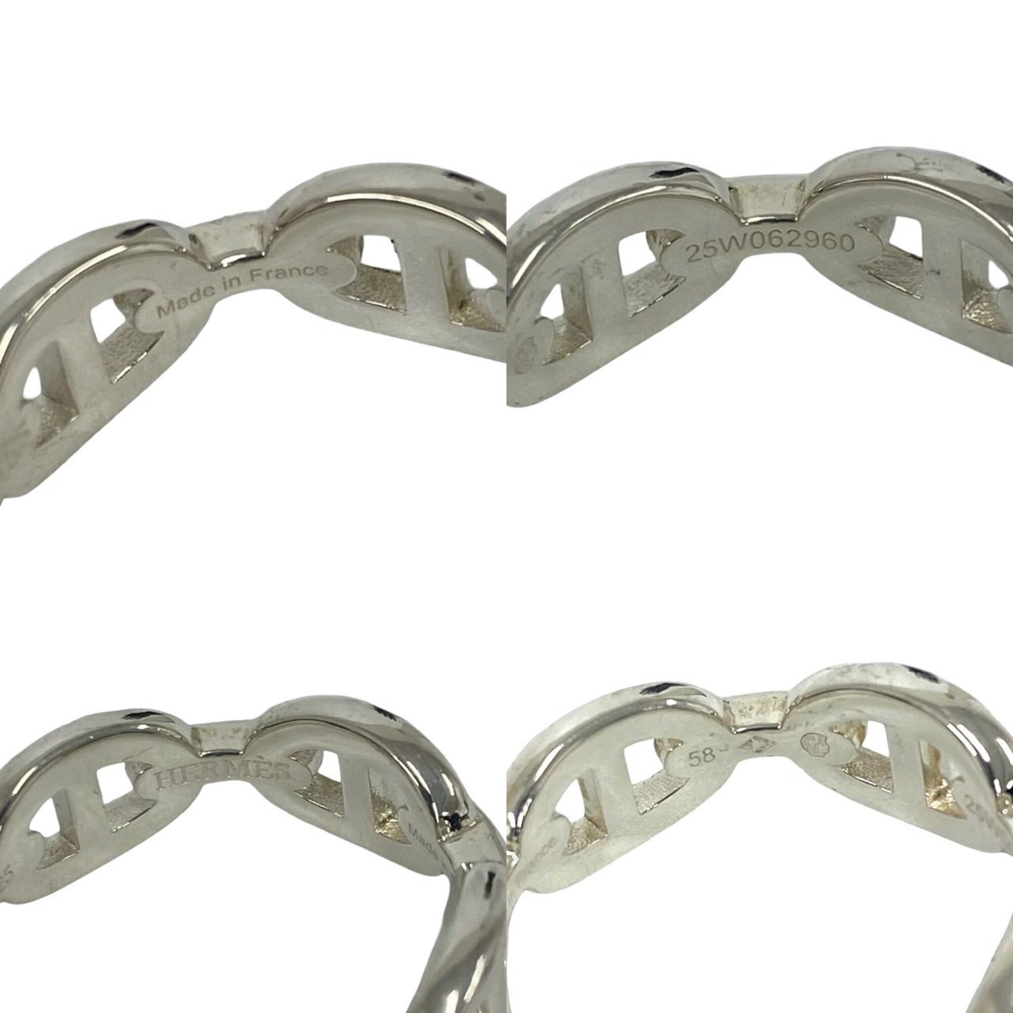 Hermes Silver Silver 925 Band Ring (Pre-Owned)