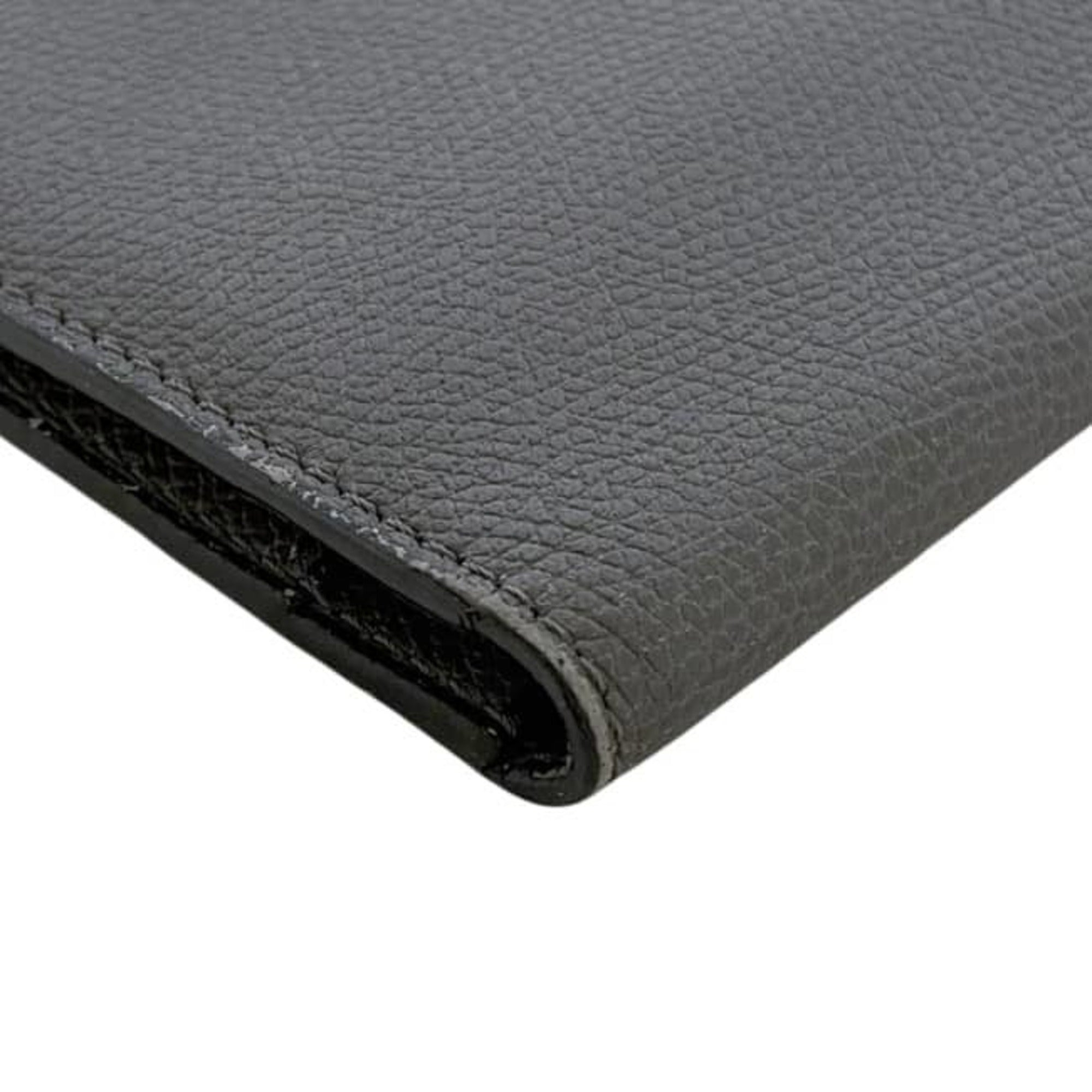 Valextra Gray Leather Long Wallet (Bi-Fold) (Pre-Owned)