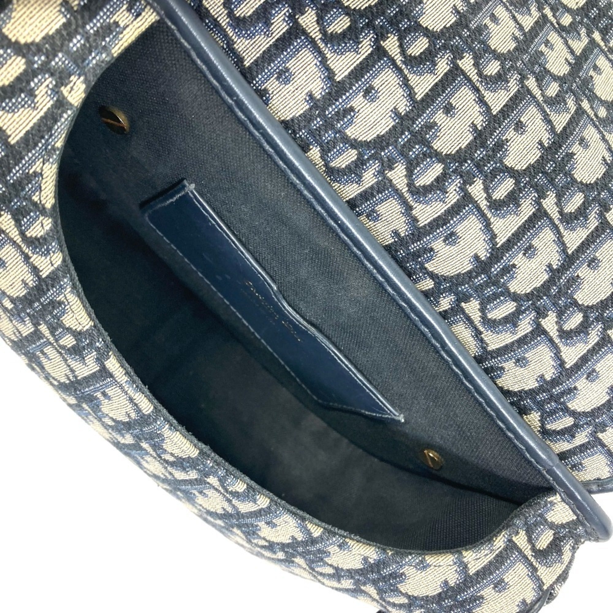 Christian Dior Navy Canvas Leather Pochette Shoulder Bag (Pre-Owned)