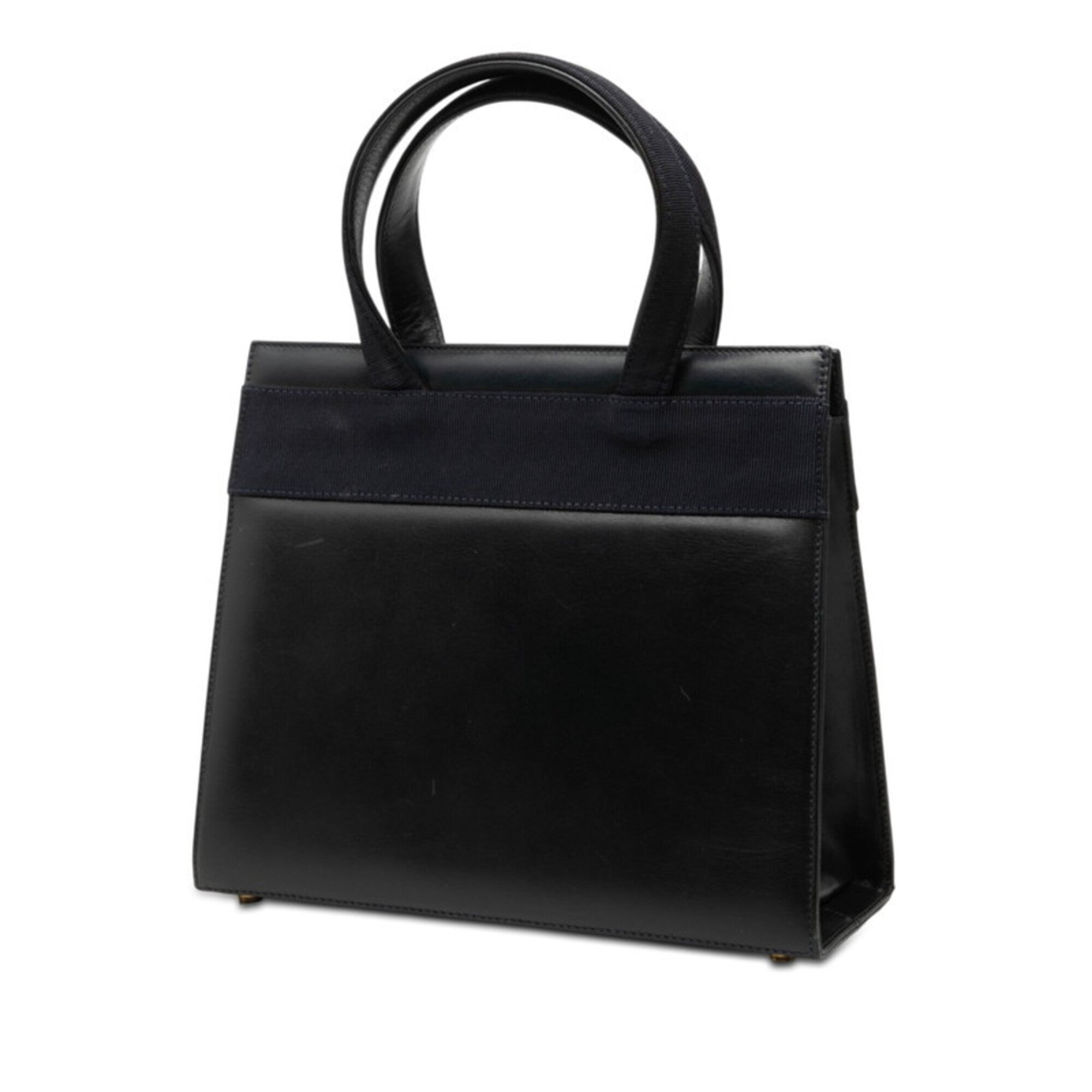 Salvatore Ferragamo Navy Leather Handbag Shoulder Bag (Pre-Owned)