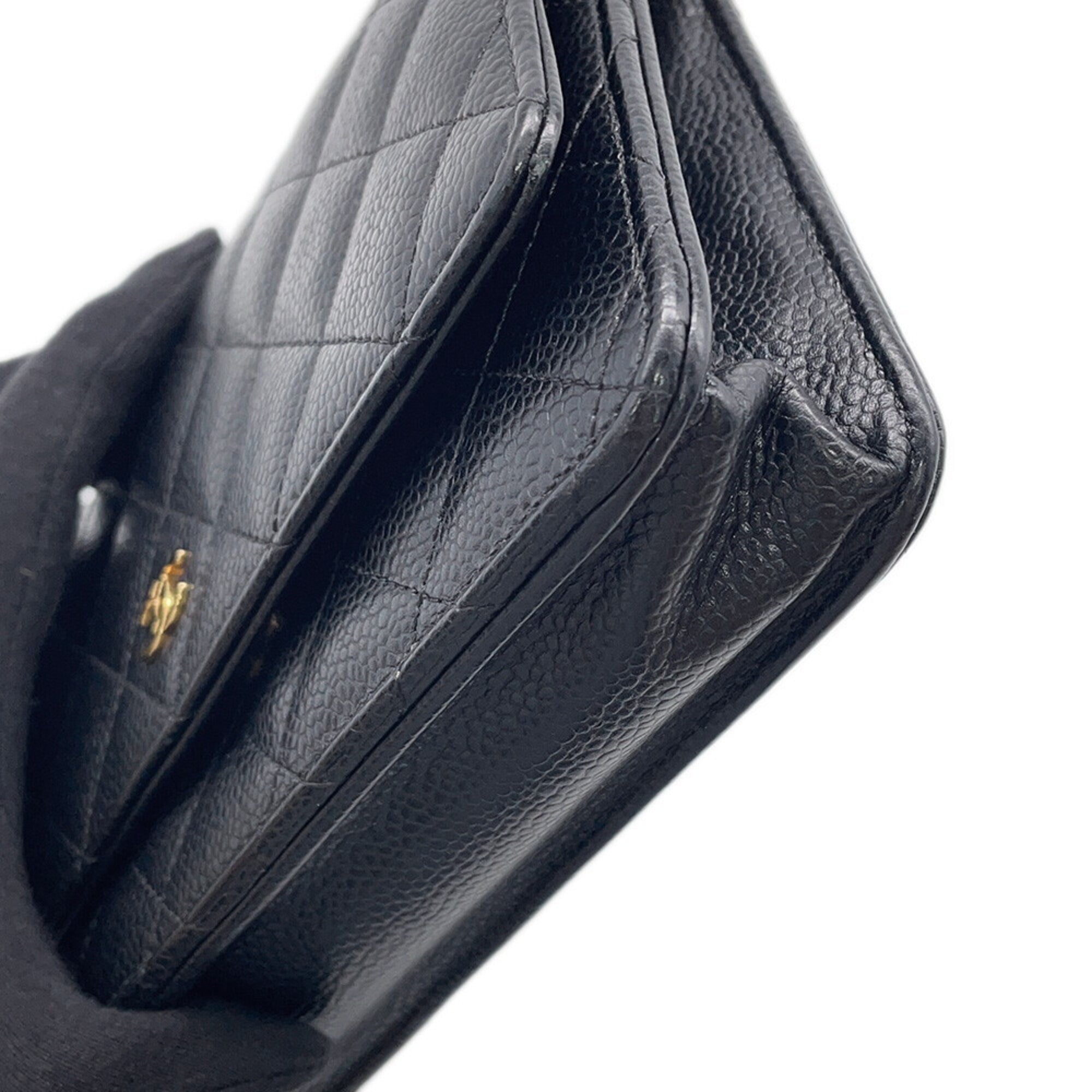 Chanel Black Grained Calfskin Chain/Shoulder Wallet (Pre-Owned)