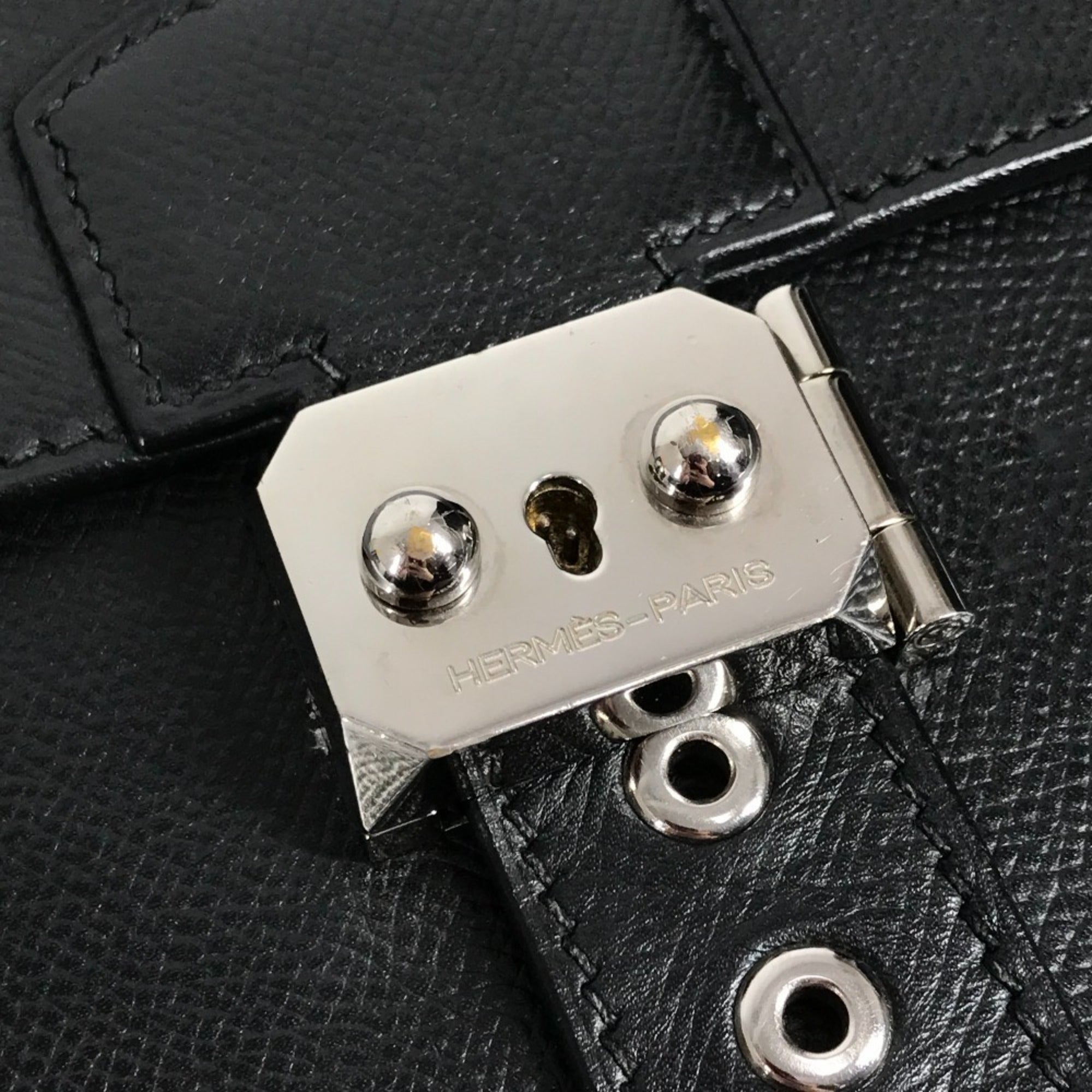 Hermes Black Leather Handbag Tote Bag (Pre-Owned)