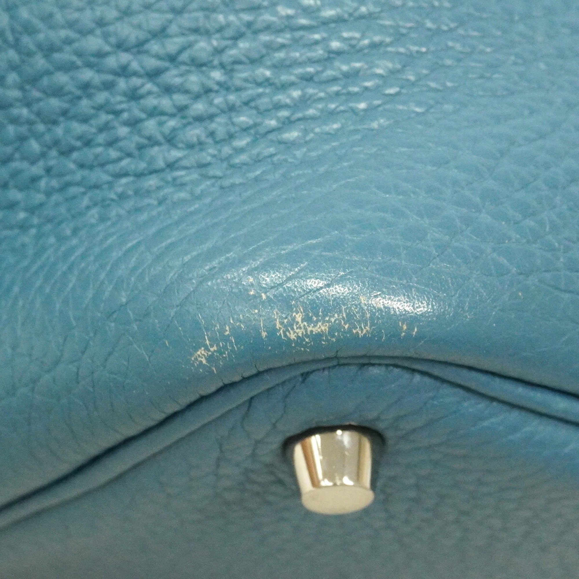 Hermes Blue Jean Taurillon Clemence Leather Handbag (Pre-Owned)