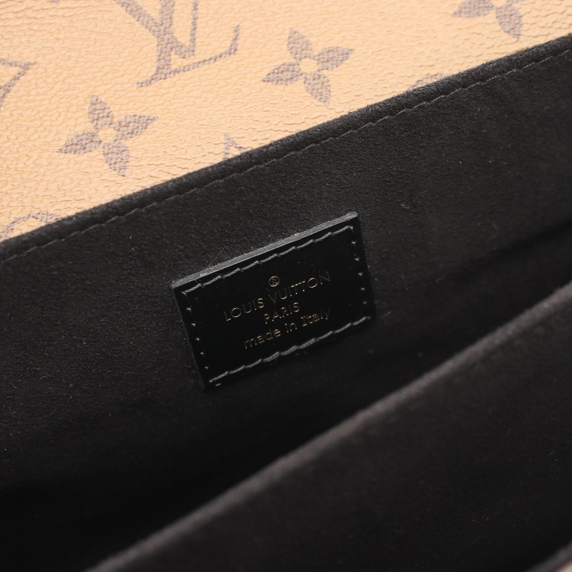 Louis Vuitton Black Brown Coated Canvas Leather Handbag Pochette (Pre-Owned)