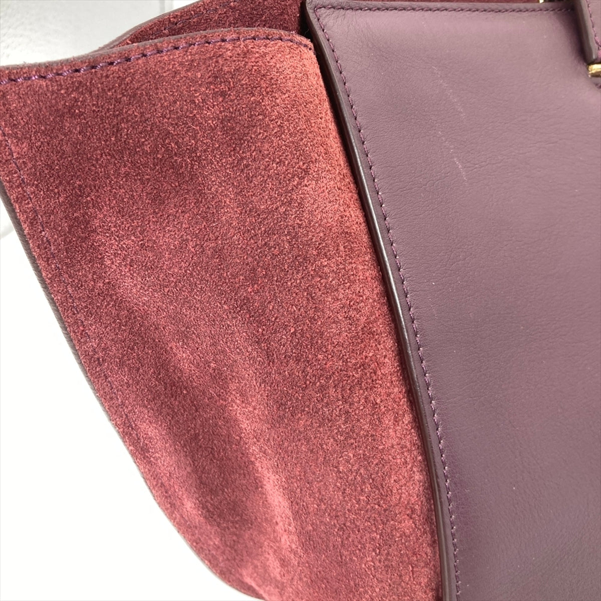 Giorgio Armani Bordeaux Red Color Wine Suede Leather Handbag Tote Bag (Pre-Owned)