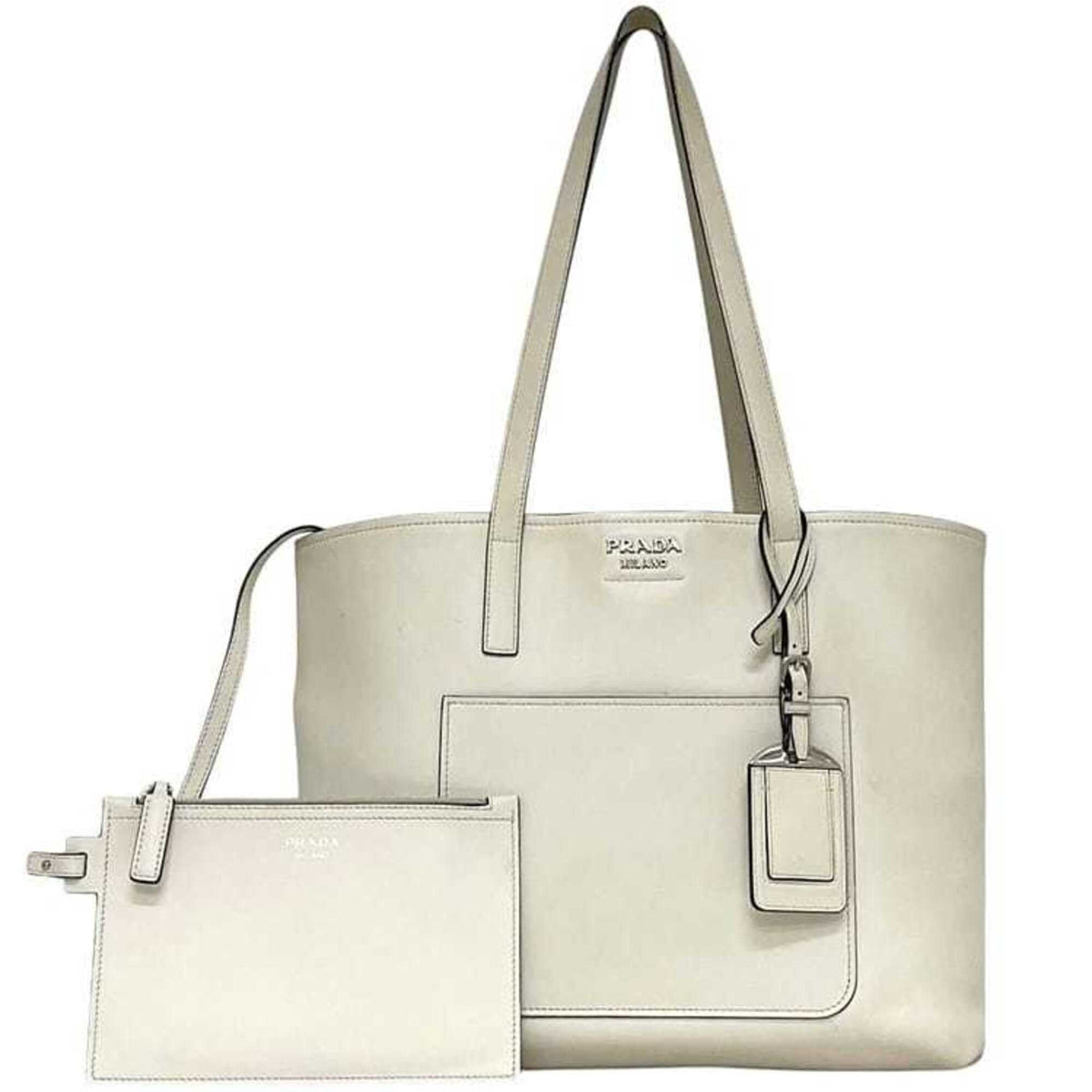 Prada White Leather Tote Bag (Pre-Owned)