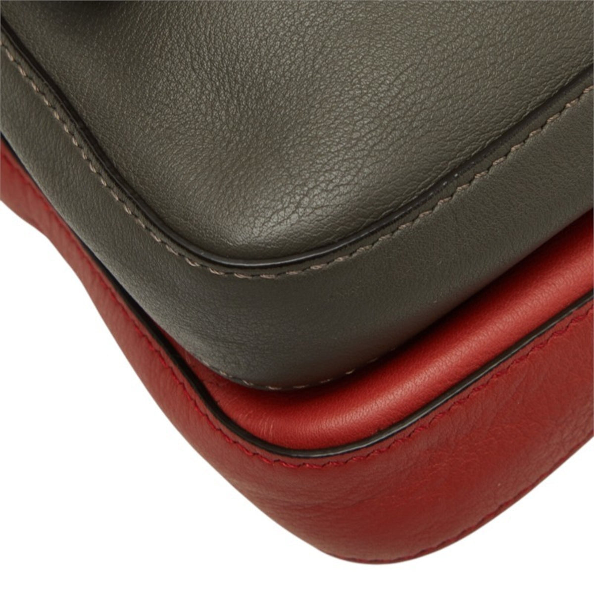 Fendi Red Color Leather Handbag Shoulder Bag (Pre-Owned)