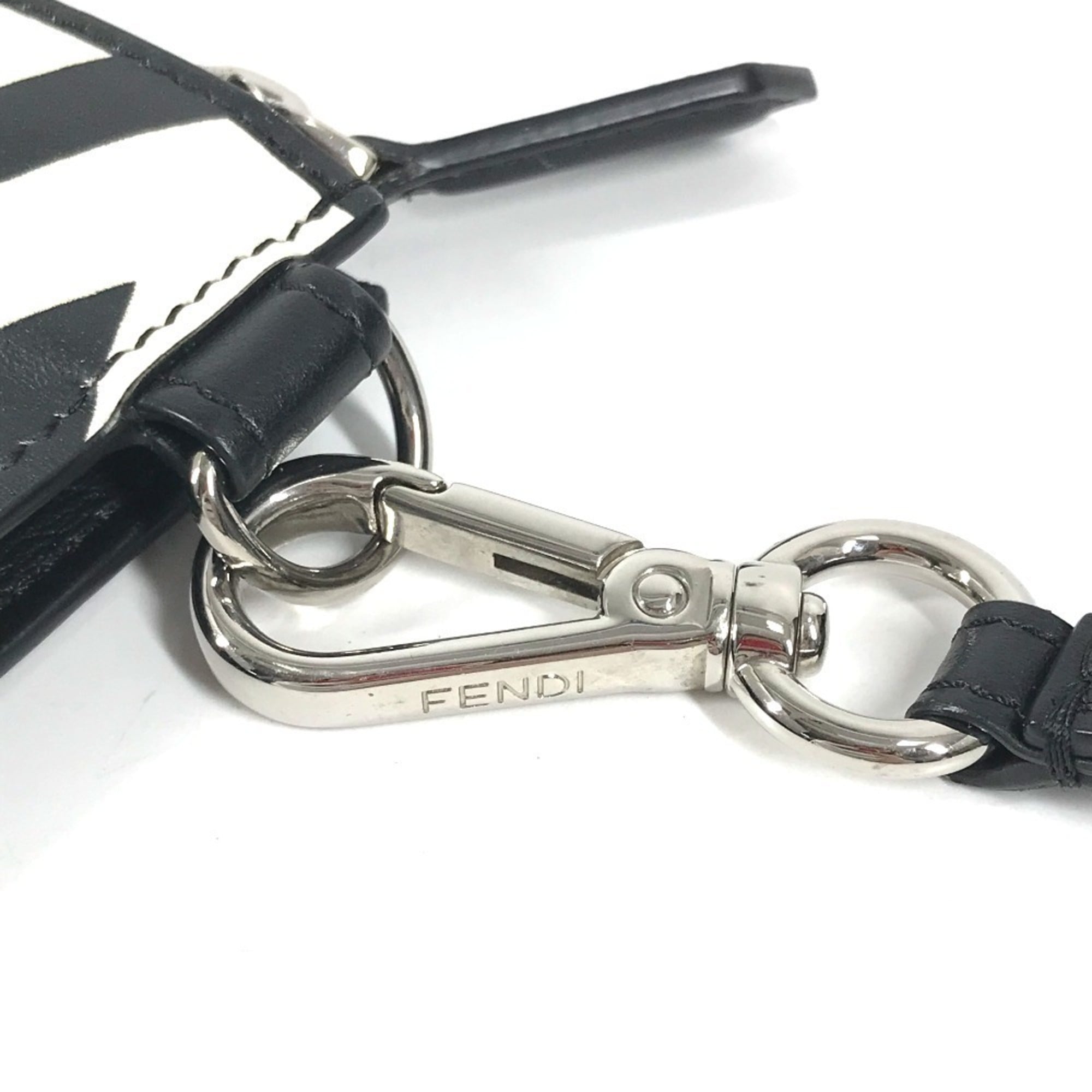 Fendi Black White Leather Clutch Bag Handbag Pouch (Pre-Owned)