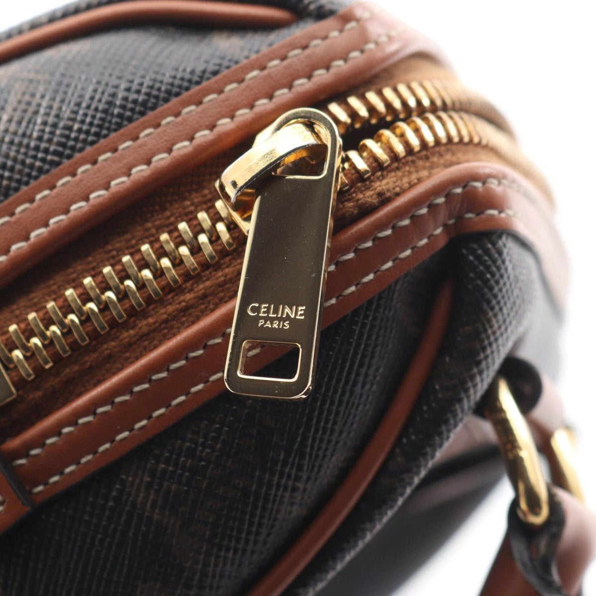 Celine Black Brown Coated Canvas Leather Handbag (Pre-Owned)