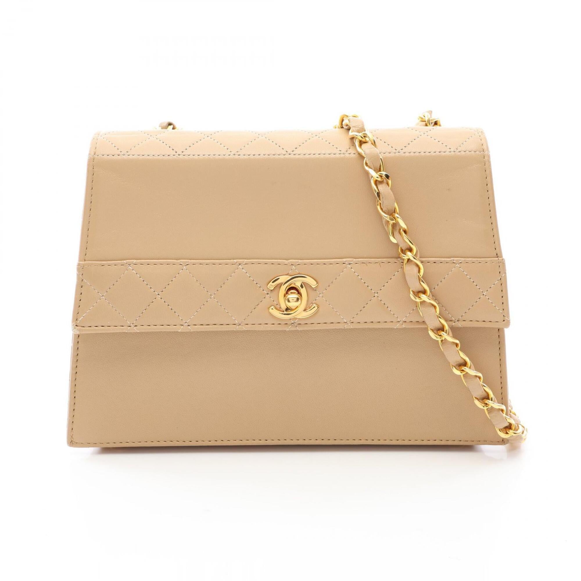 Chanel Beige Leather Handbag Shoulder Bag (Pre-Owned)
