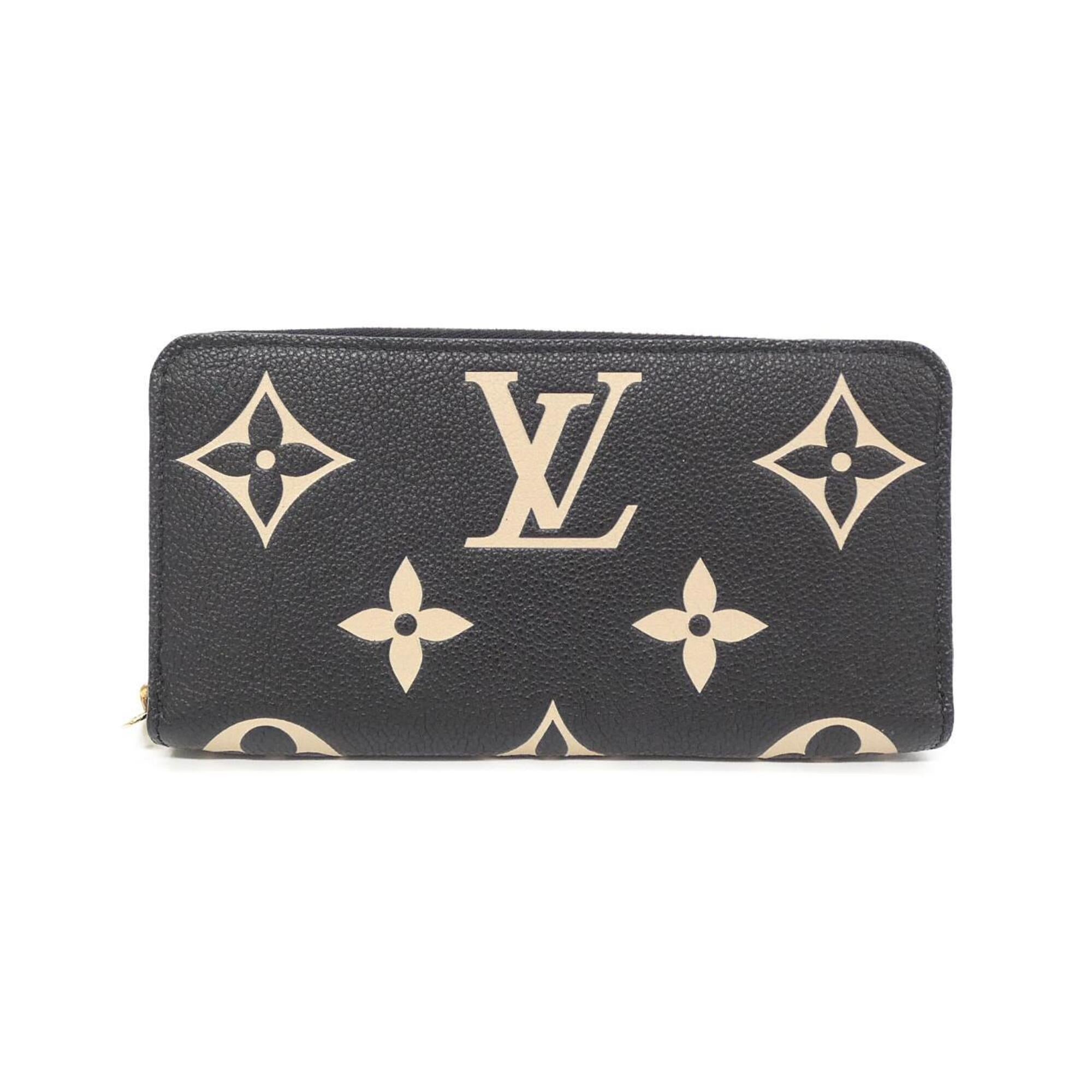 Louis Vuitton Monogram Empreinte Beige Black Leather Long Wallet (Bi-Fold) (Pre-Owned)