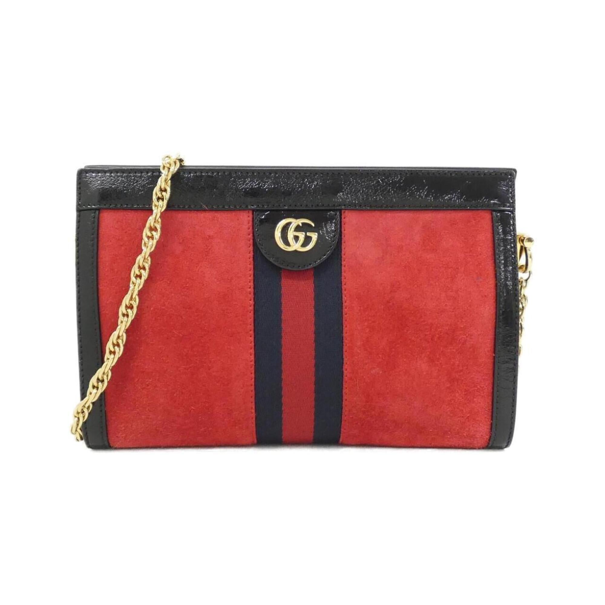 Gucci Ophidia Black Red Color Suede Leather Shoulder Bag (Pre-Owned)