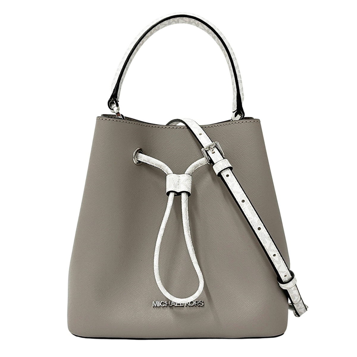 Michael Kors Gray White Leather Handbag Shoulder Bag (Pre-Owned)