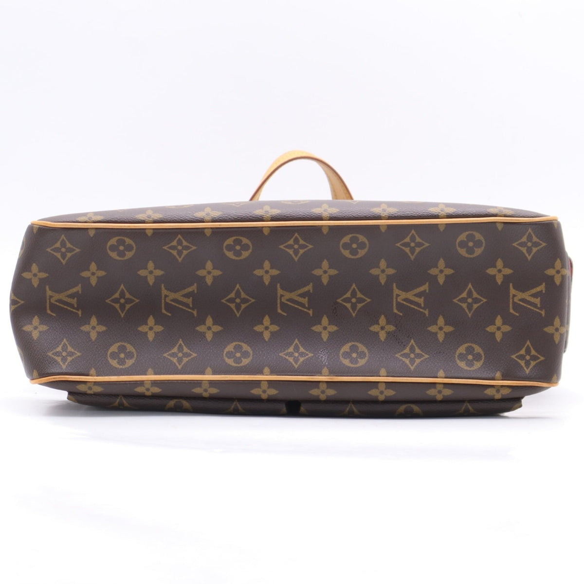 Louis Vuitton Beige Brown Coated Canvas Leather Handbag (Pre-Owned)