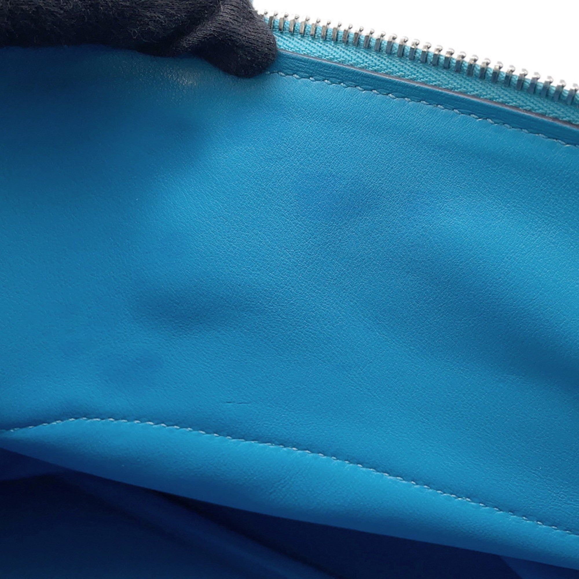 Hermes Blue Taurillon Clemence Leather Handbag (Pre-Owned)