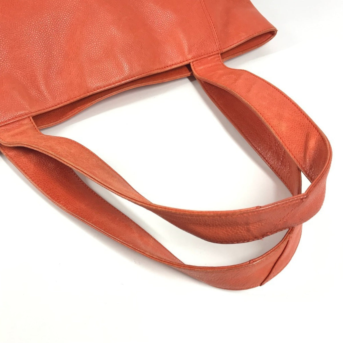 Chanel Orange Grained Calfskin Shoulder Bag Tote Bag (Pre-Owned)