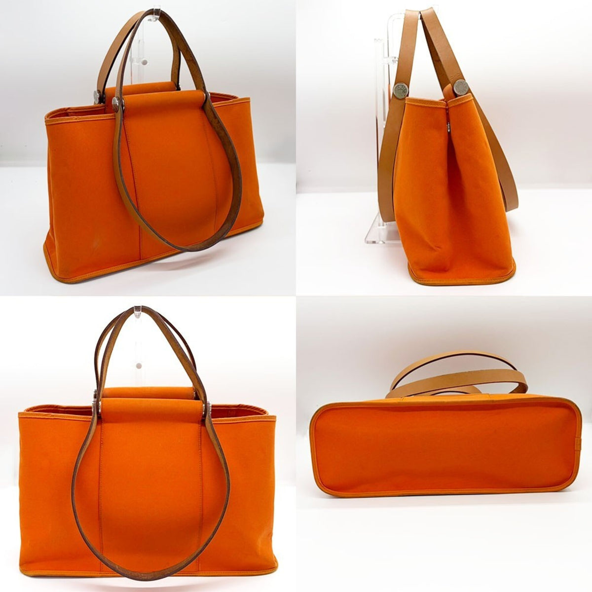 Hermes Orange Toile Officier Tote Bag (Pre-Owned)