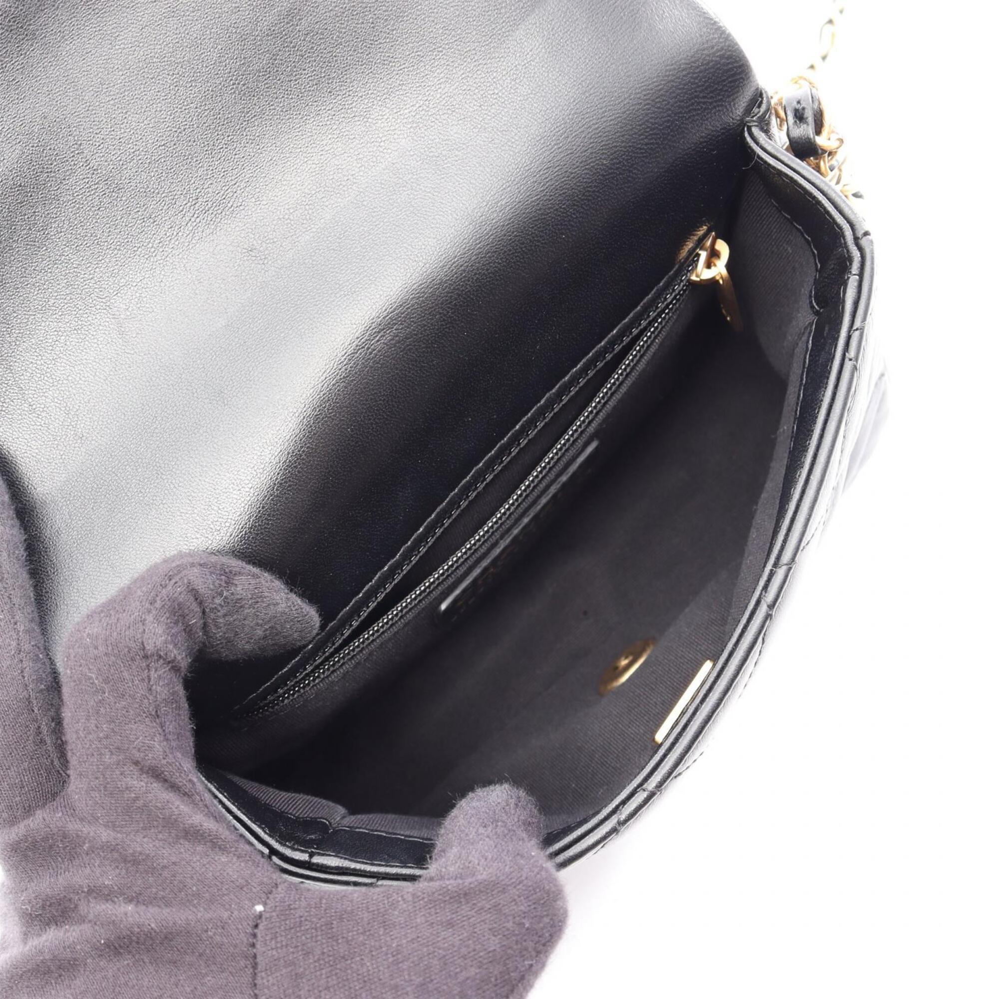 Chanel Black Leather Handbag Shoulder Bag (Pre-Owned)